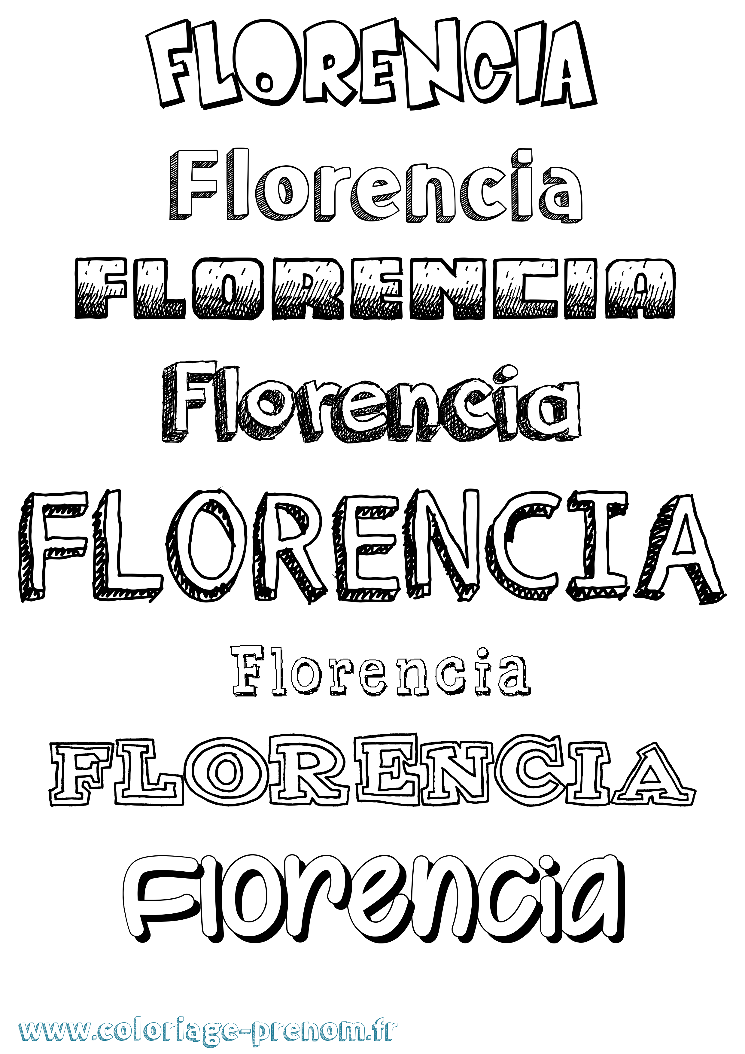 Coloriage prénom Florencia Dessiné