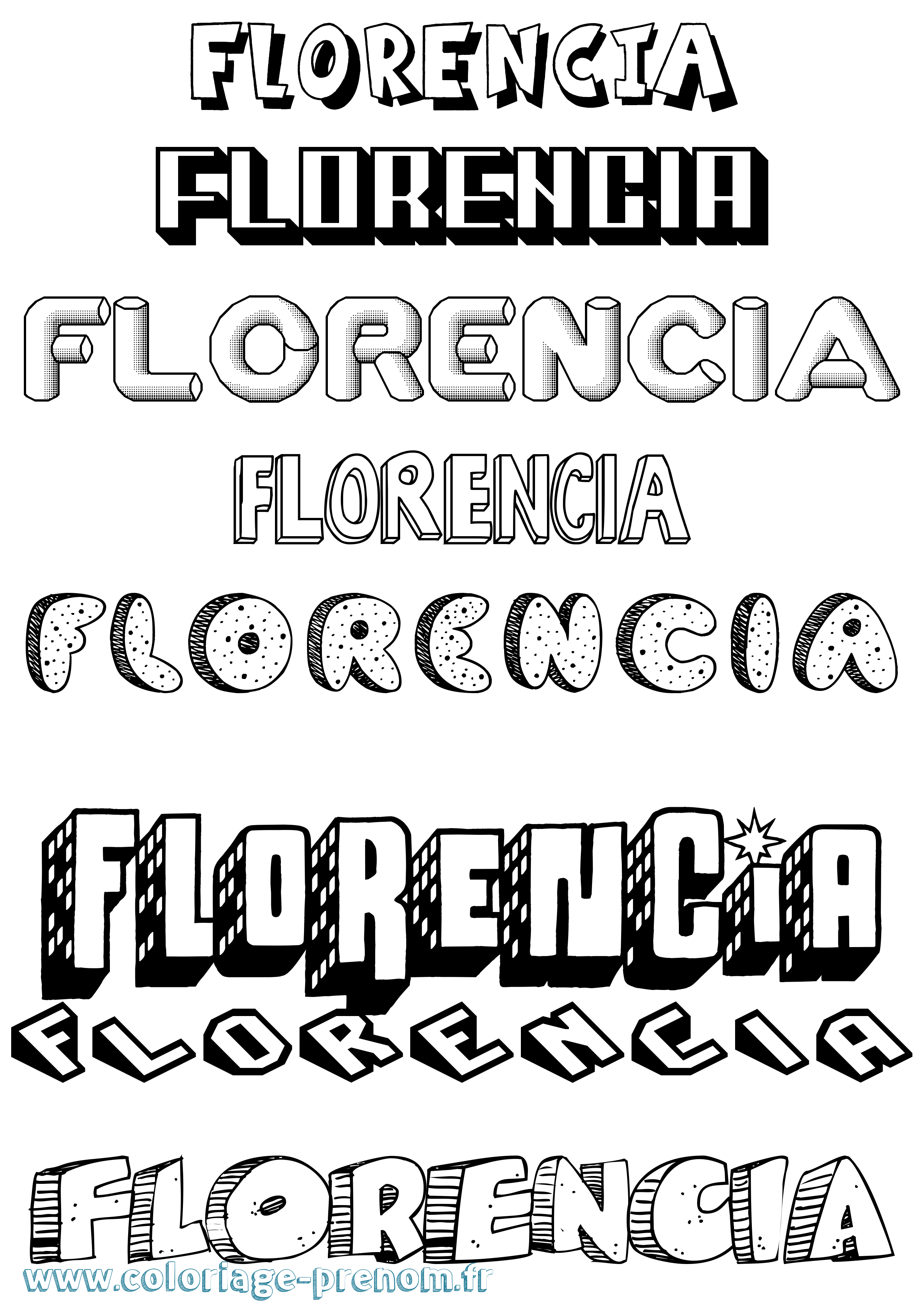 Coloriage prénom Florencia Effet 3D