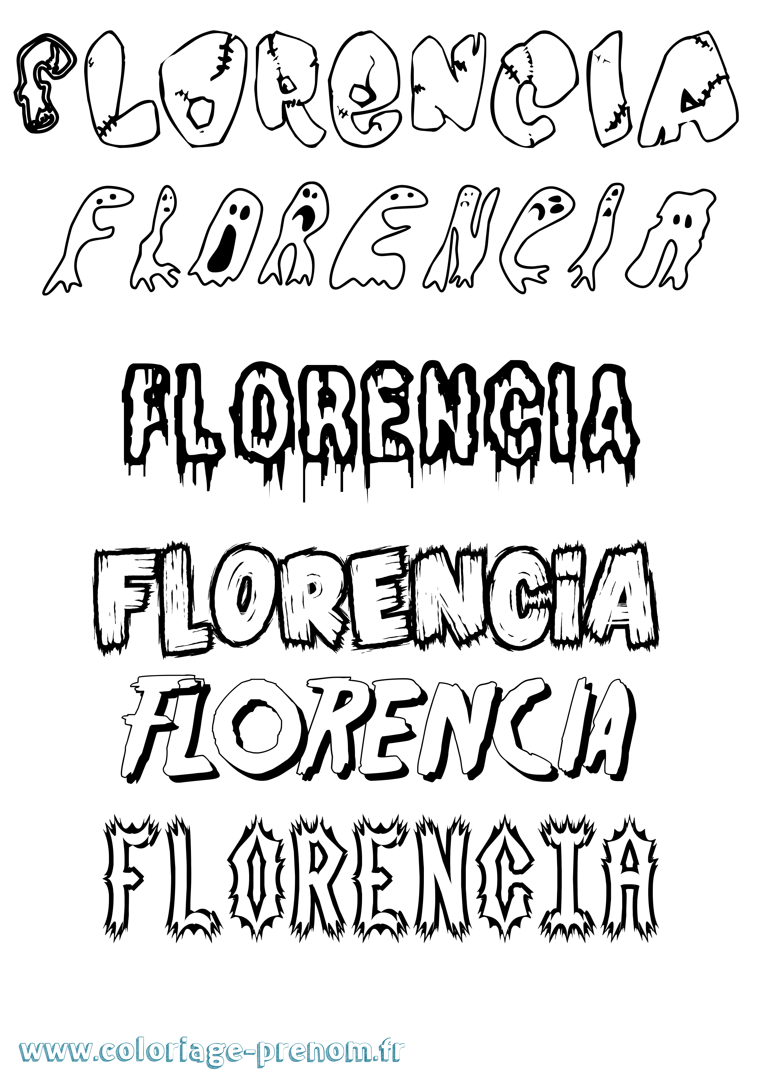 Coloriage prénom Florencia Frisson