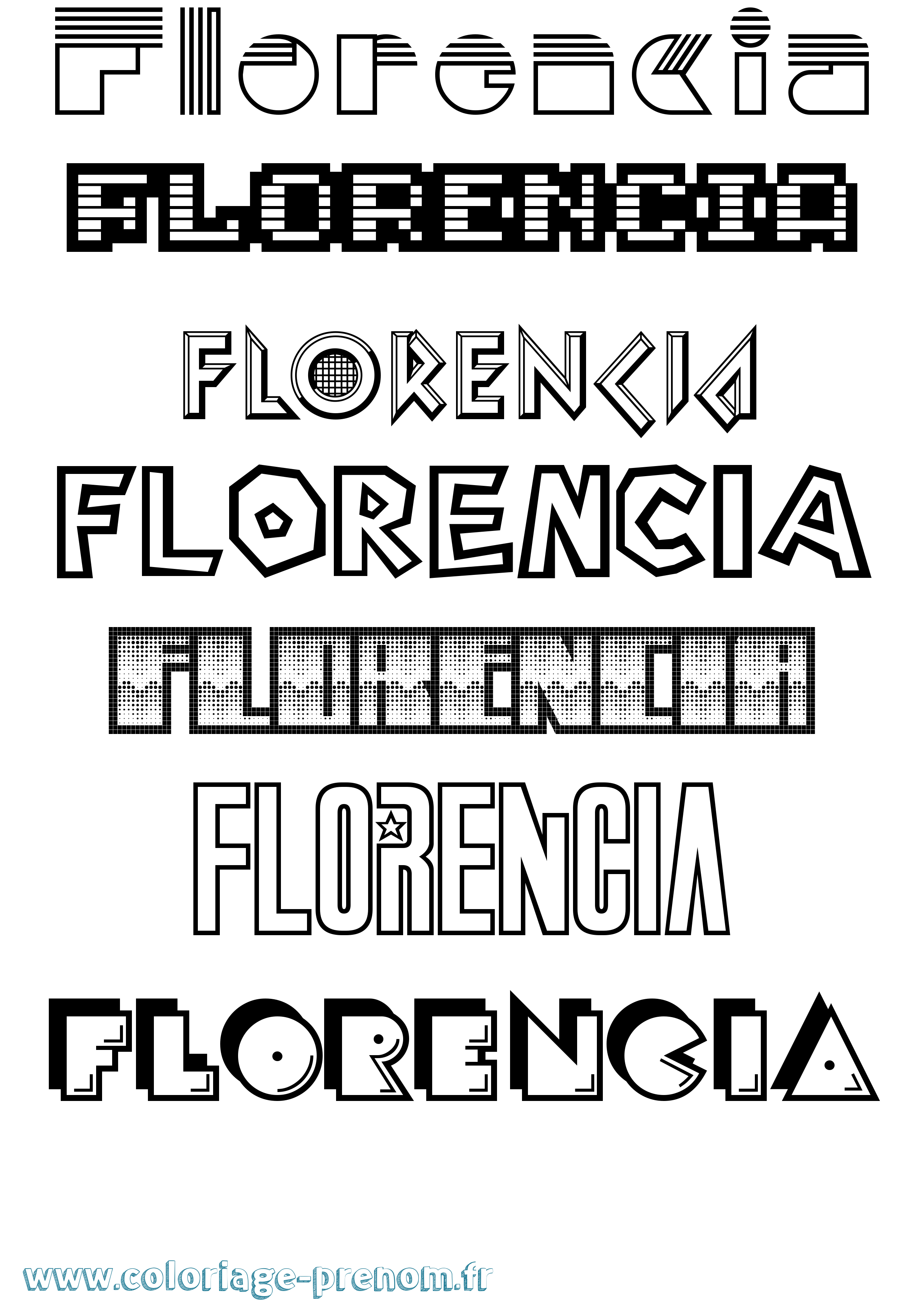 Coloriage prénom Florencia Jeux Vidéos