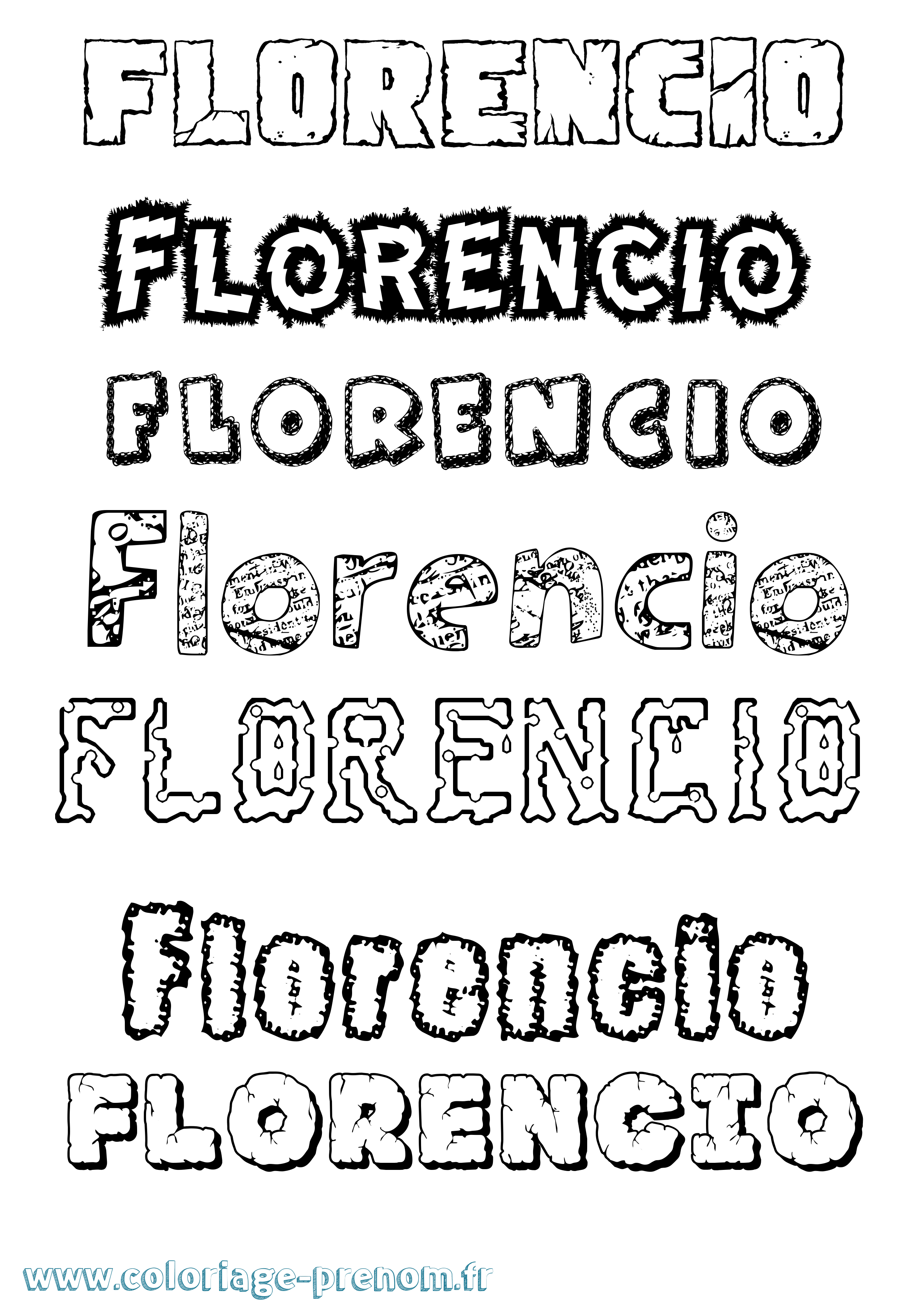 Coloriage prénom Florencio Destructuré