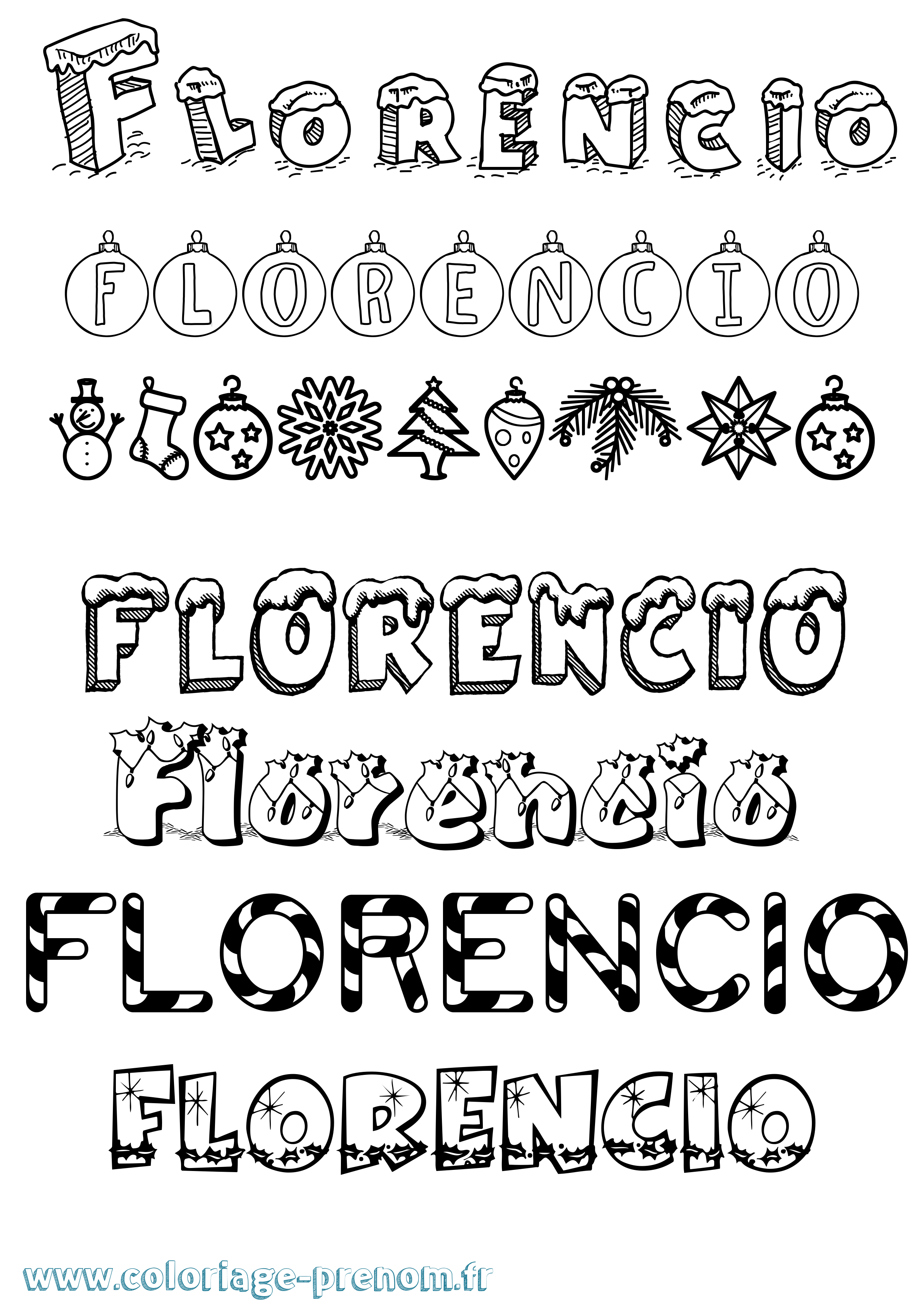 Coloriage prénom Florencio Noël
