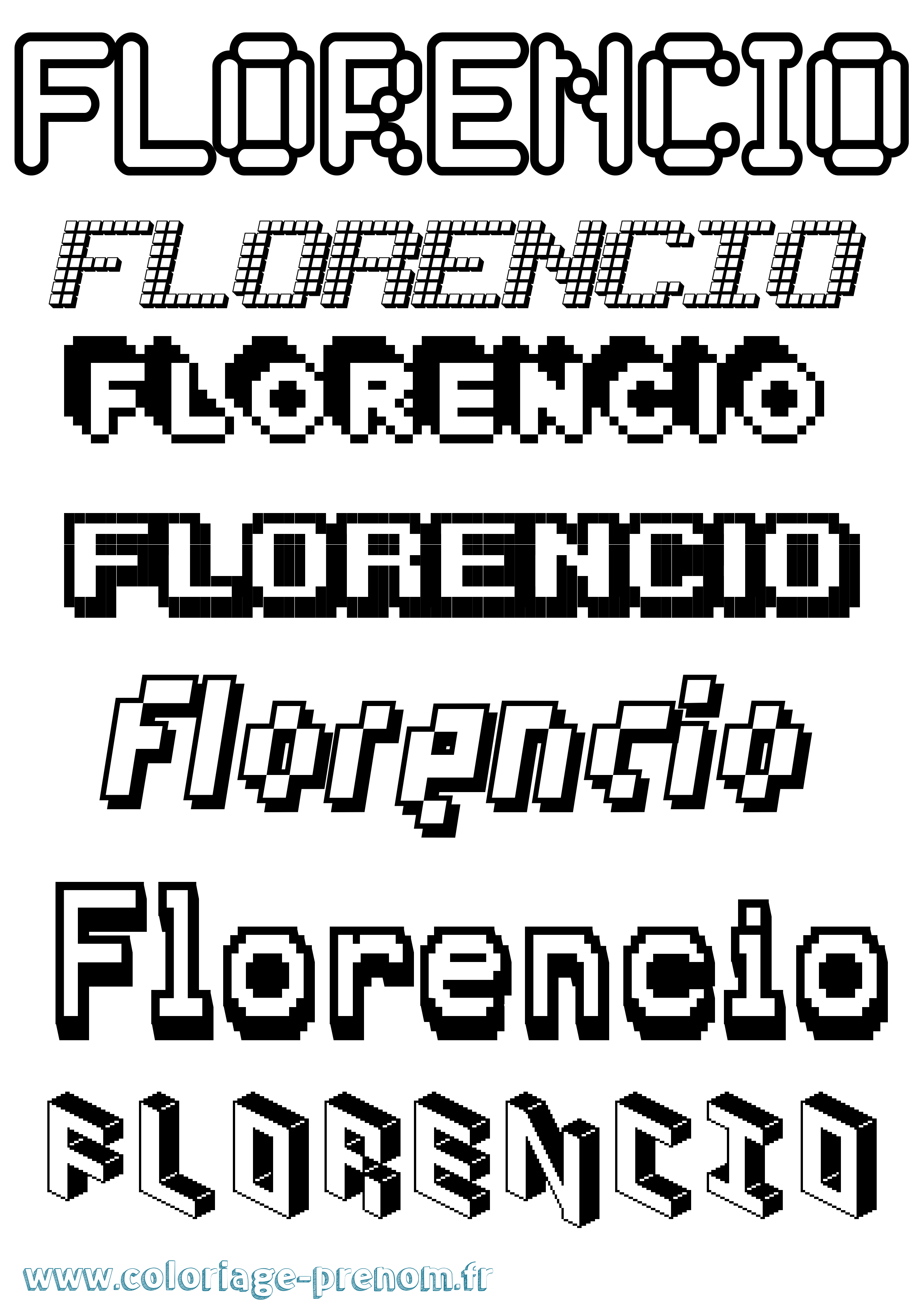 Coloriage prénom Florencio Pixel