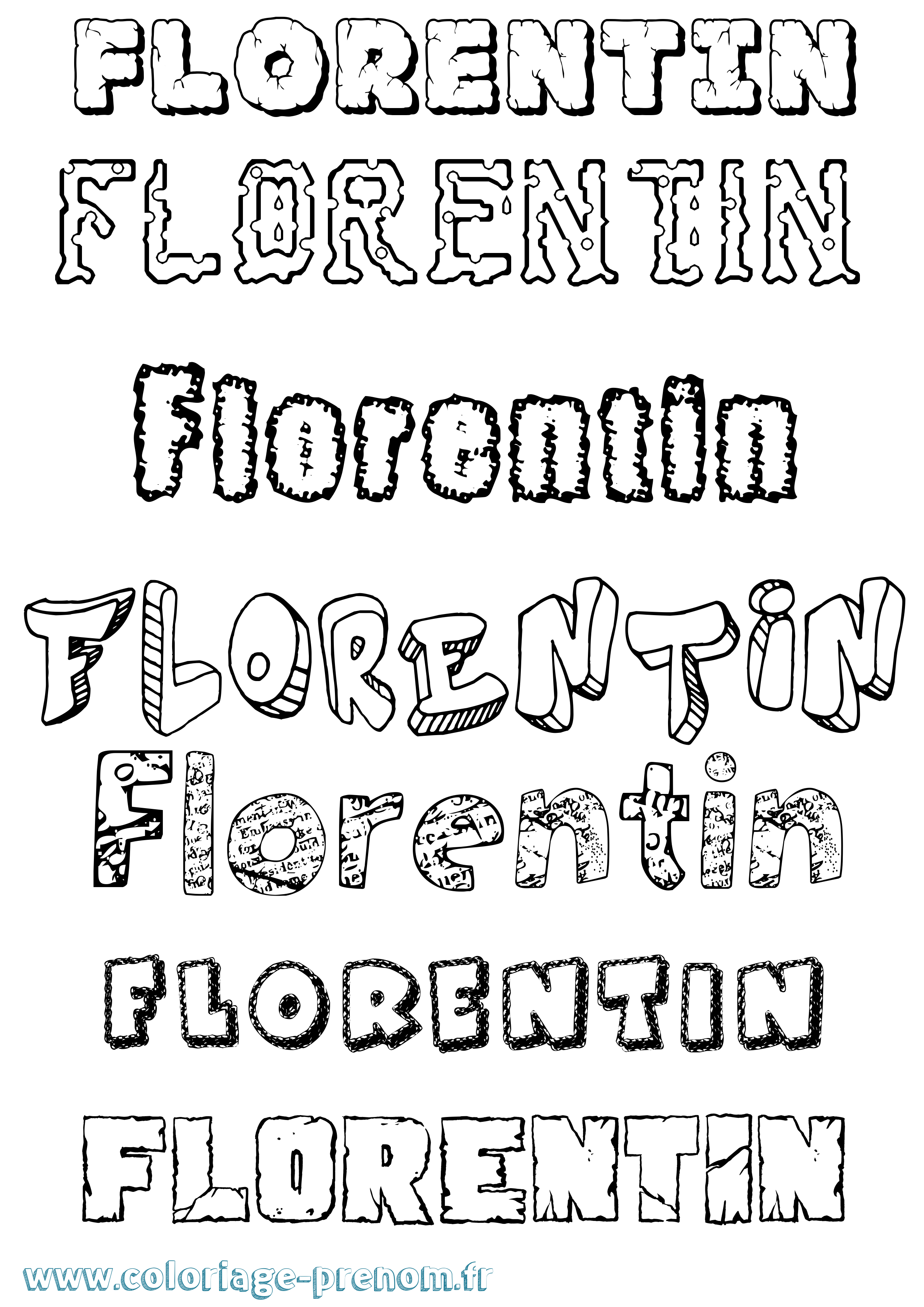 Coloriage prénom Florentin Destructuré