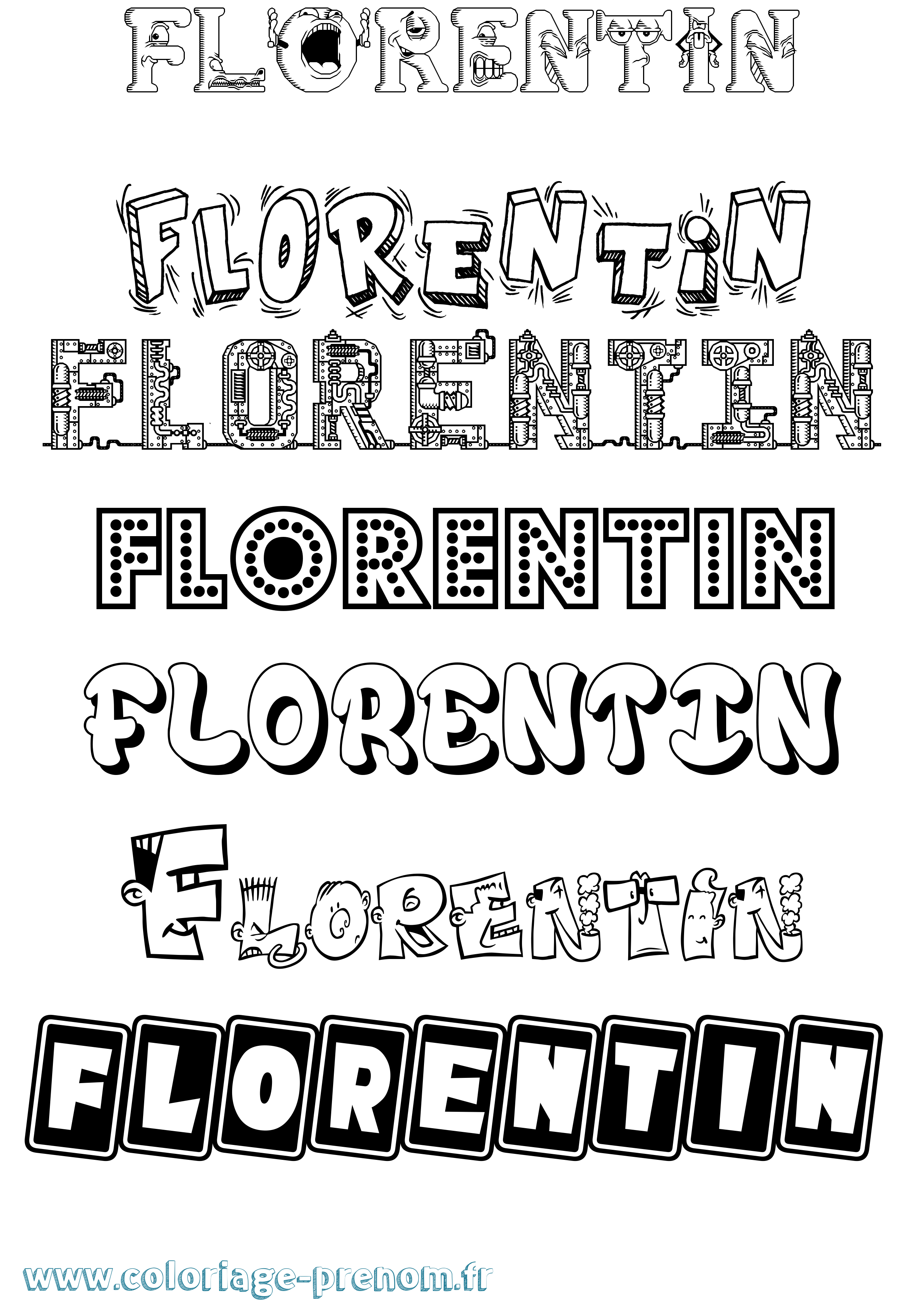 Coloriage prénom Florentin Fun
