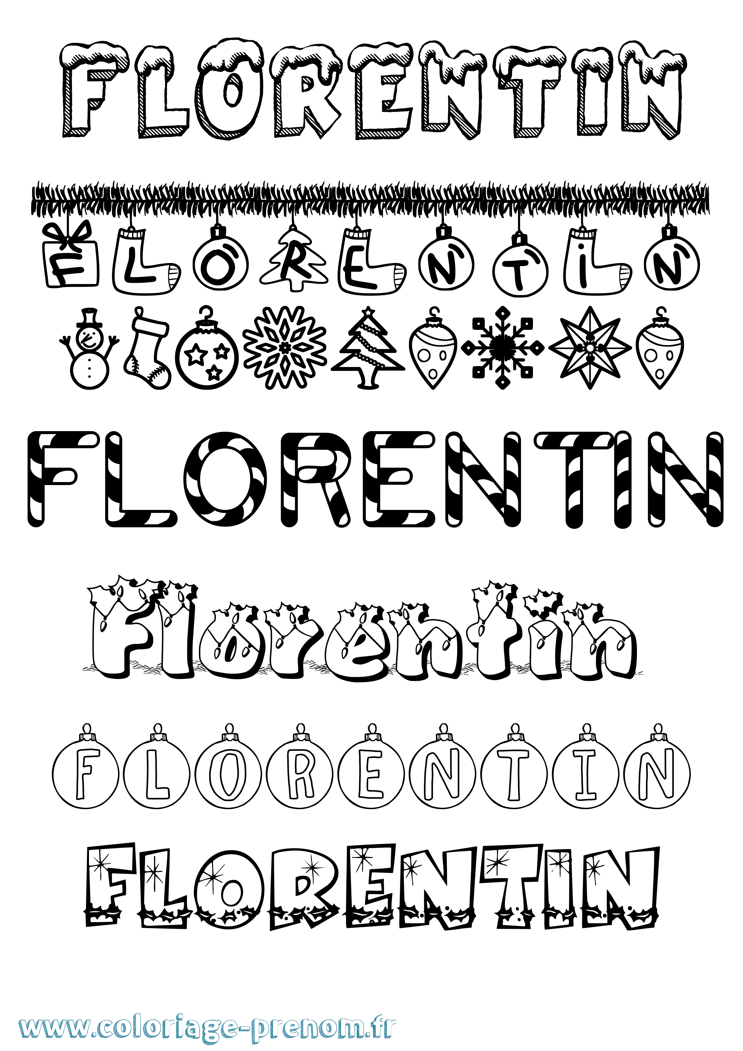 Coloriage prénom Florentin Noël