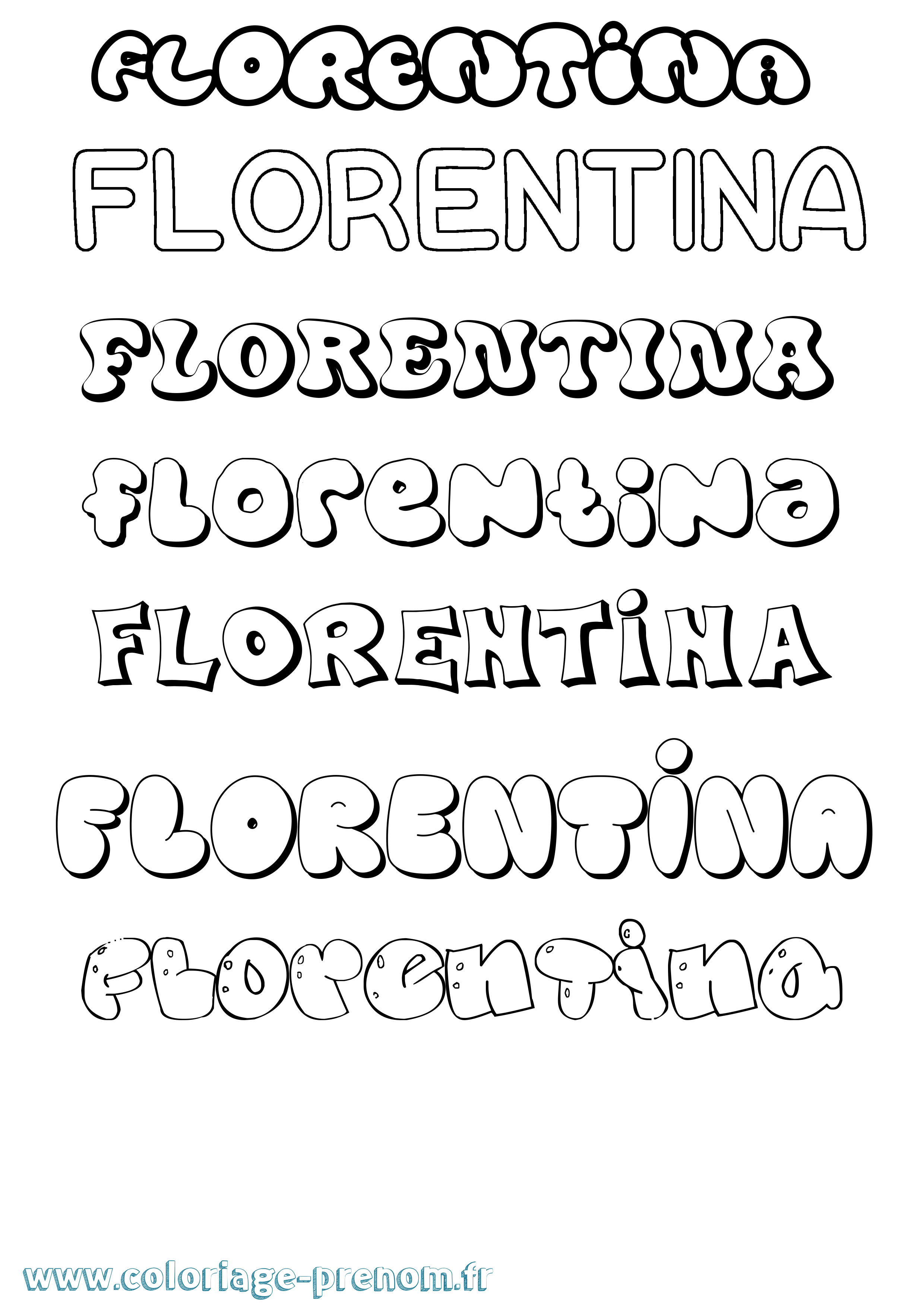 Coloriage prénom Florentina Bubble