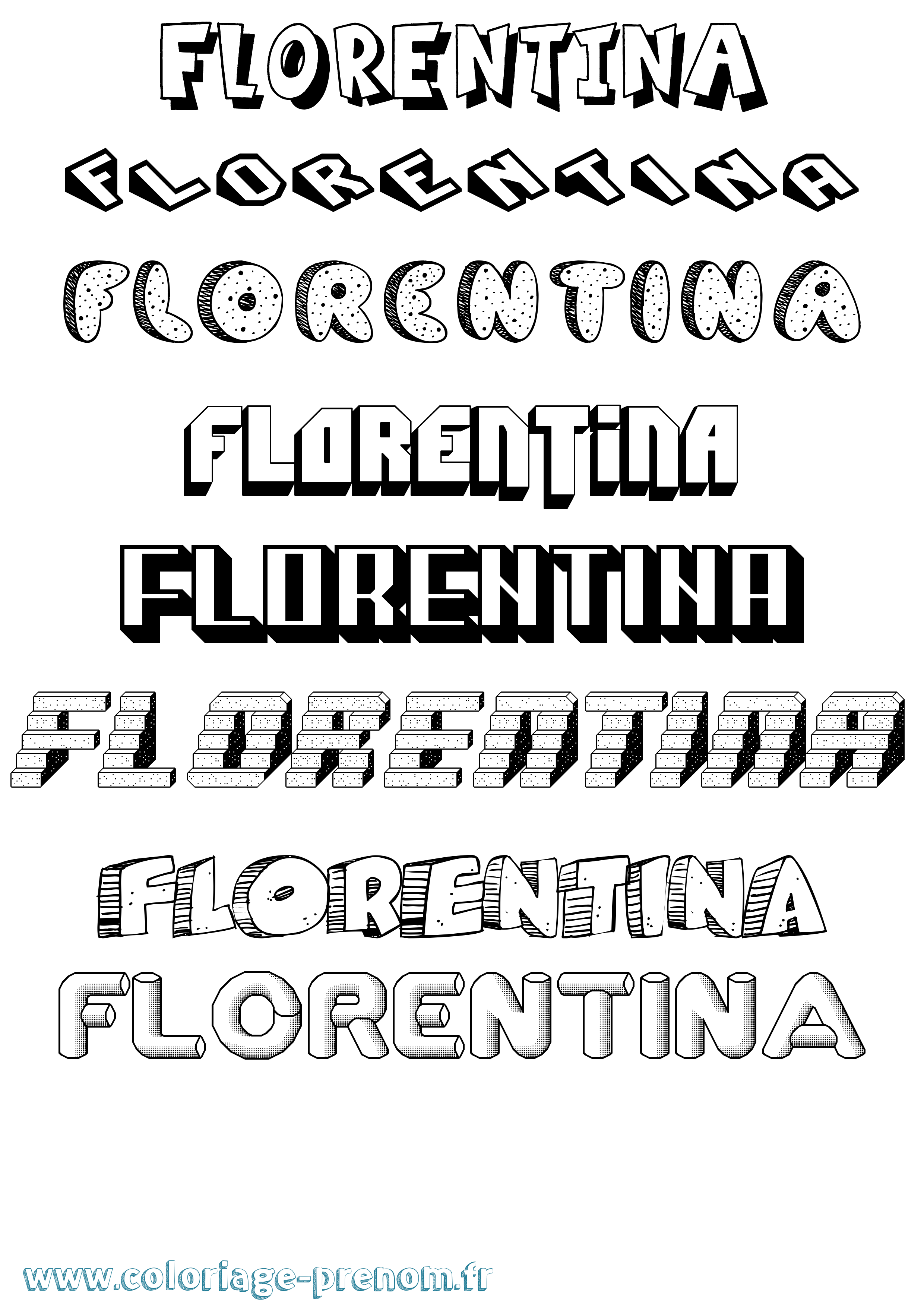 Coloriage prénom Florentina Effet 3D