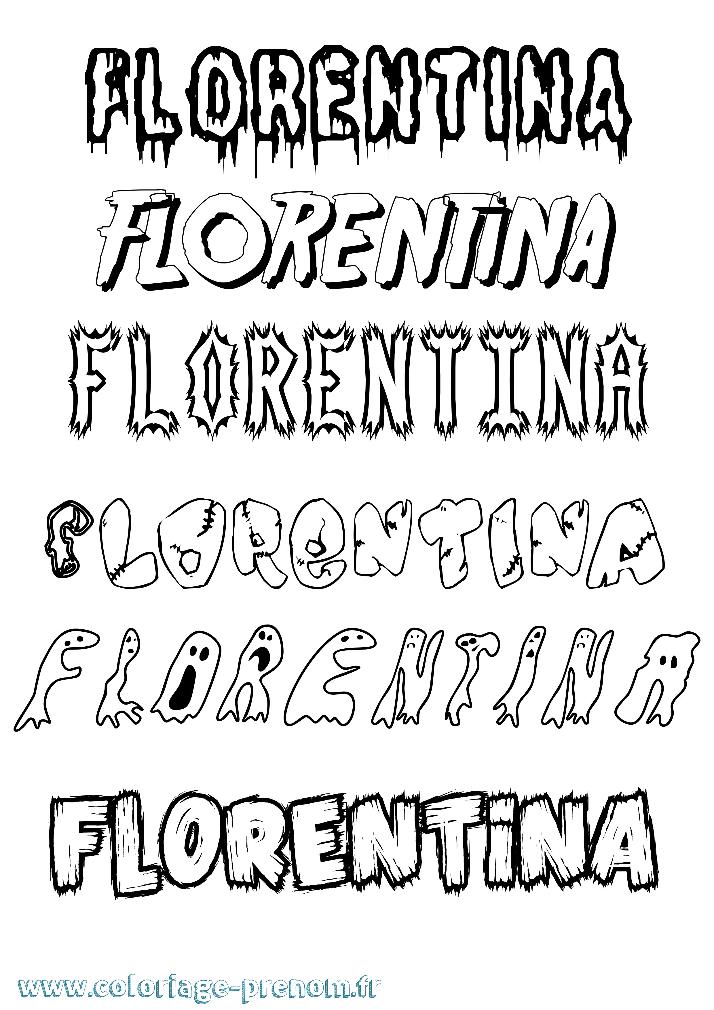 Coloriage prénom Florentina Frisson