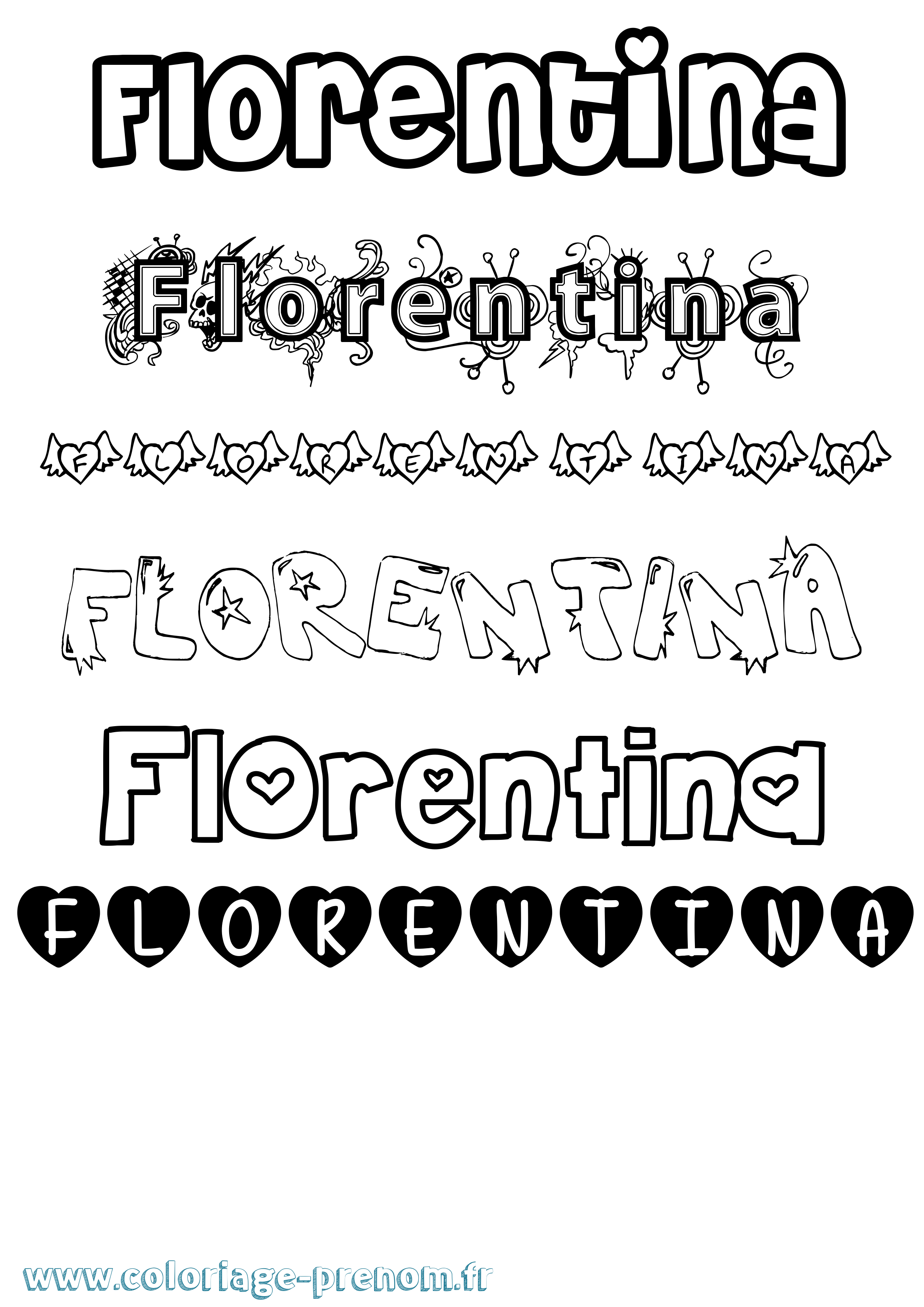 Coloriage prénom Florentina Girly