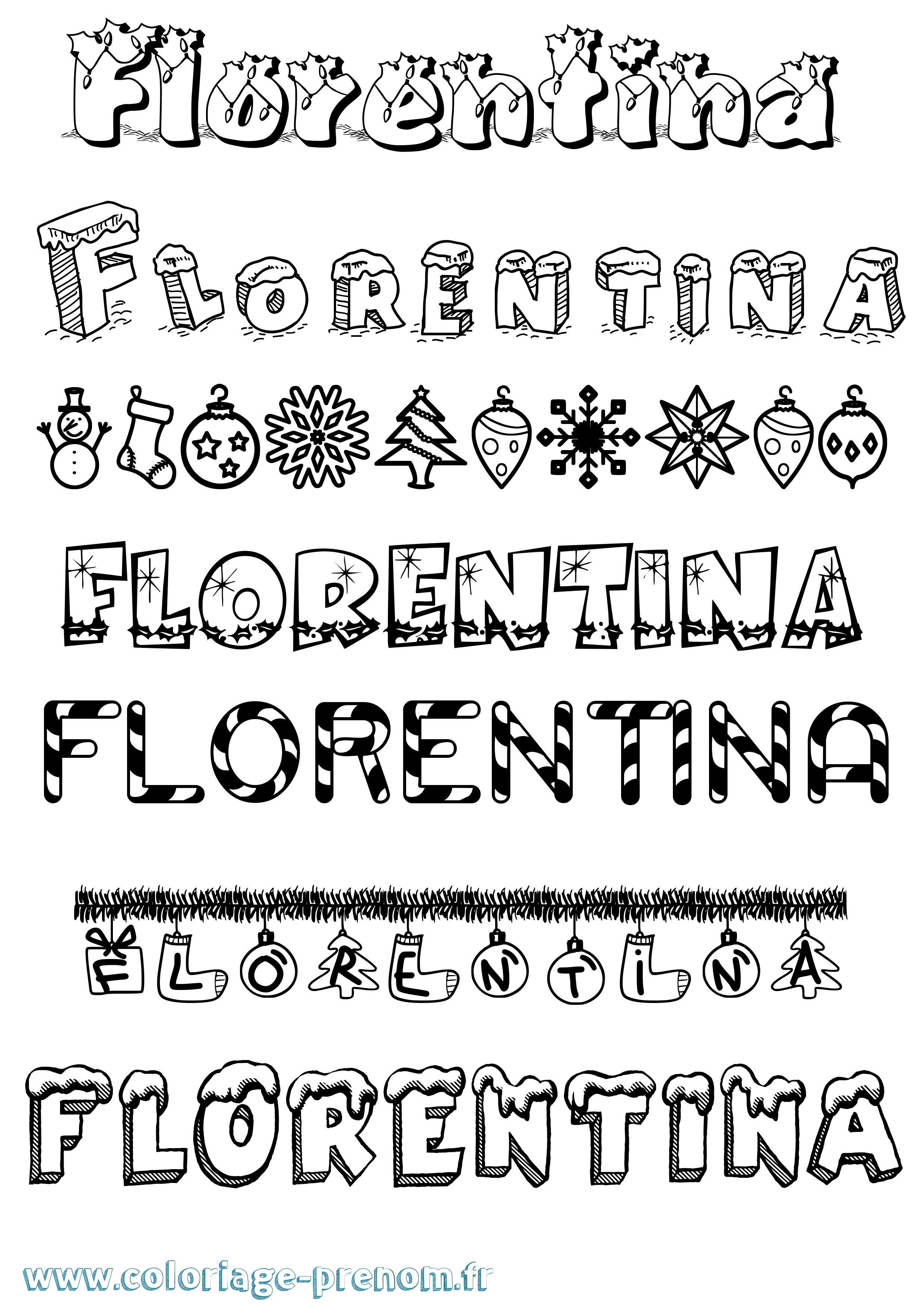 Coloriage prénom Florentina Noël