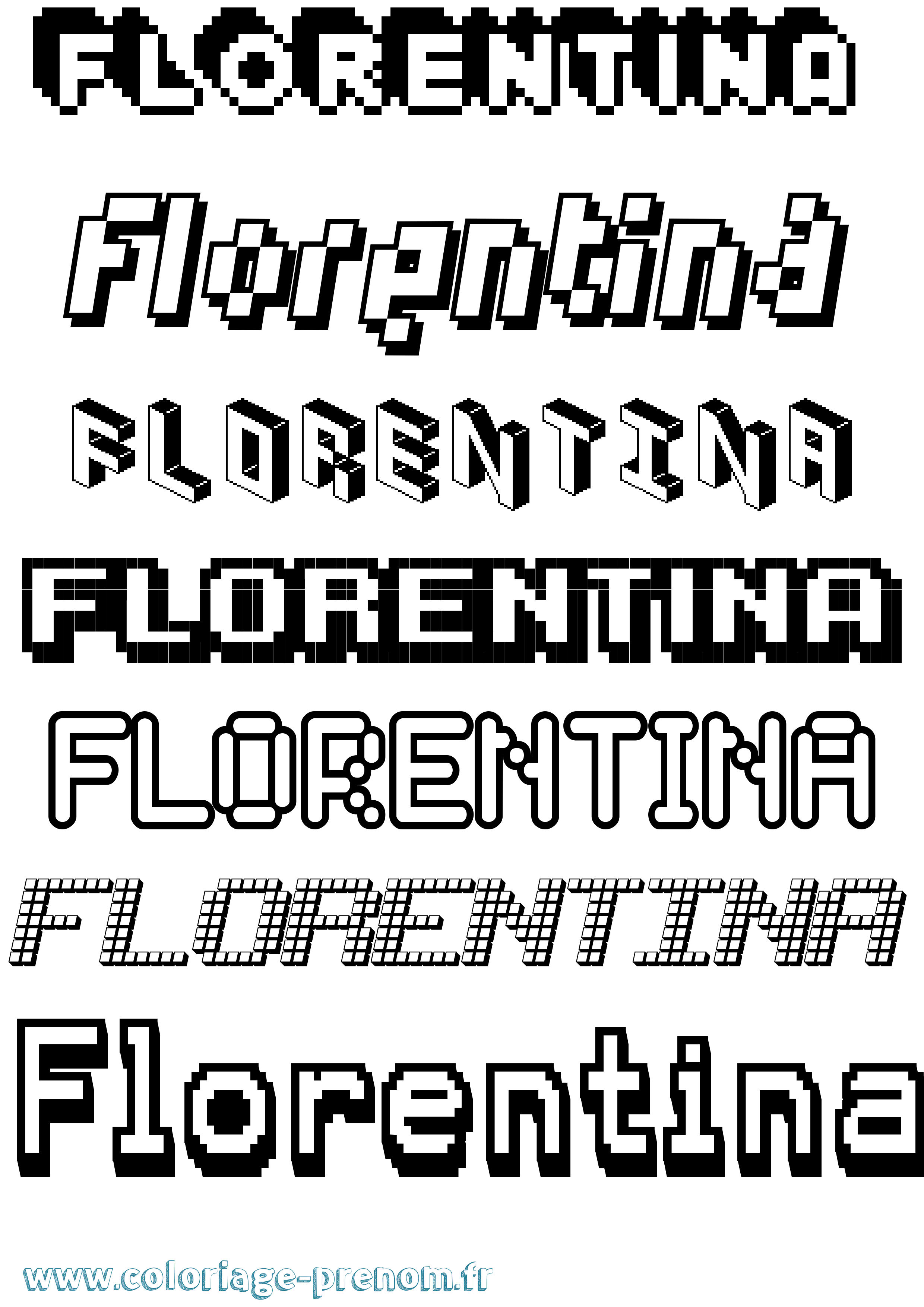 Coloriage prénom Florentina Pixel