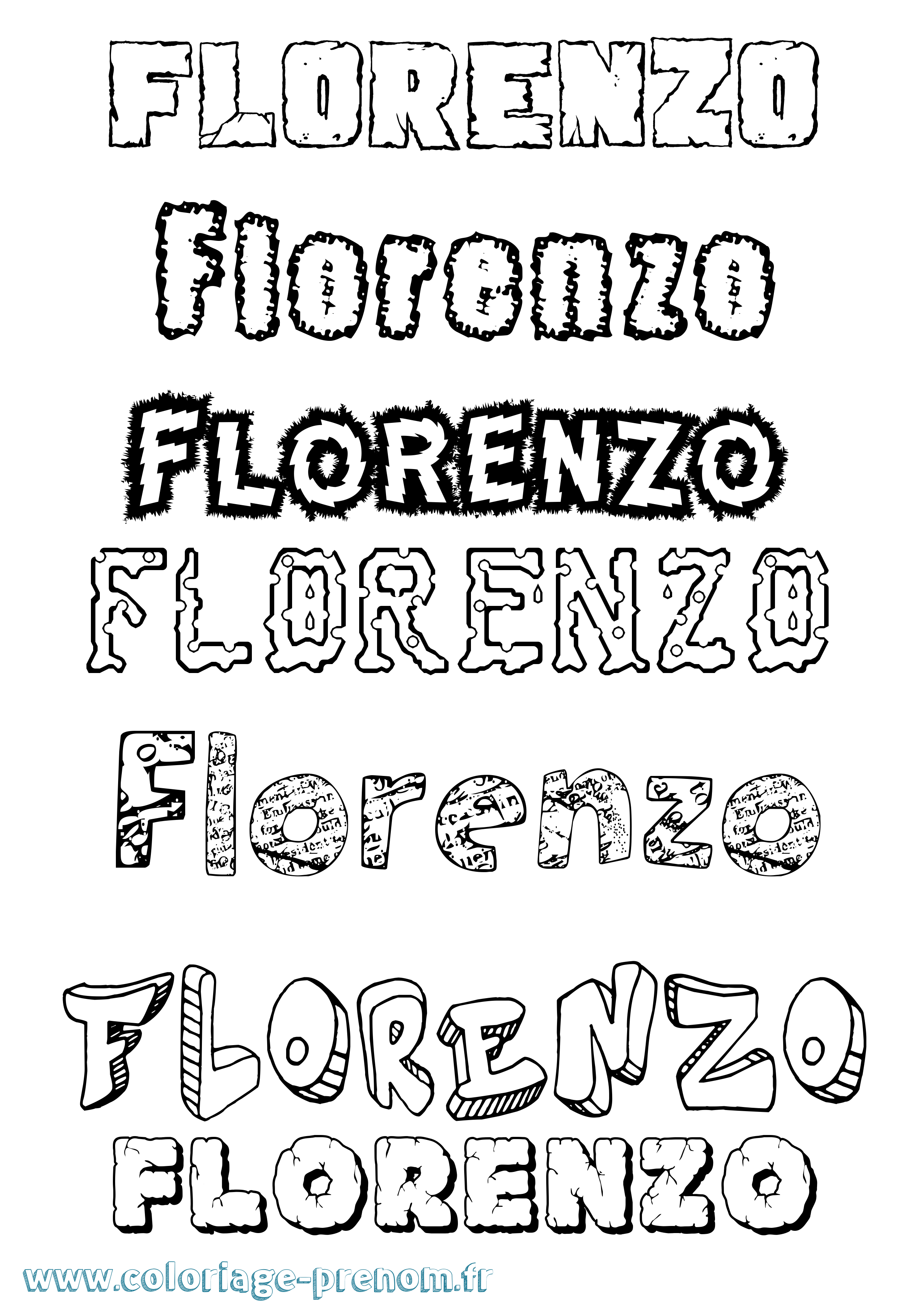 Coloriage prénom Florenzo Destructuré