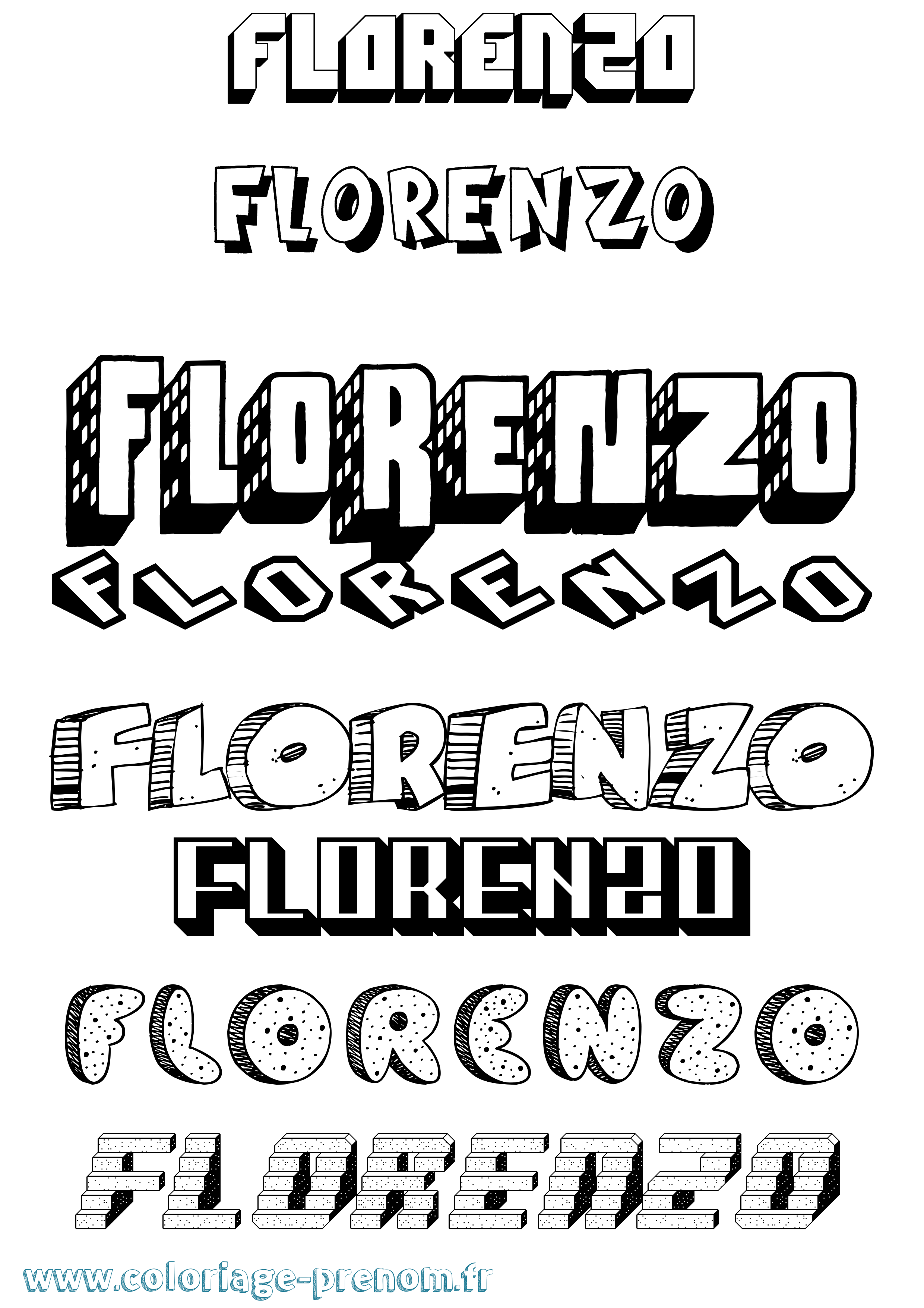 Coloriage prénom Florenzo Effet 3D