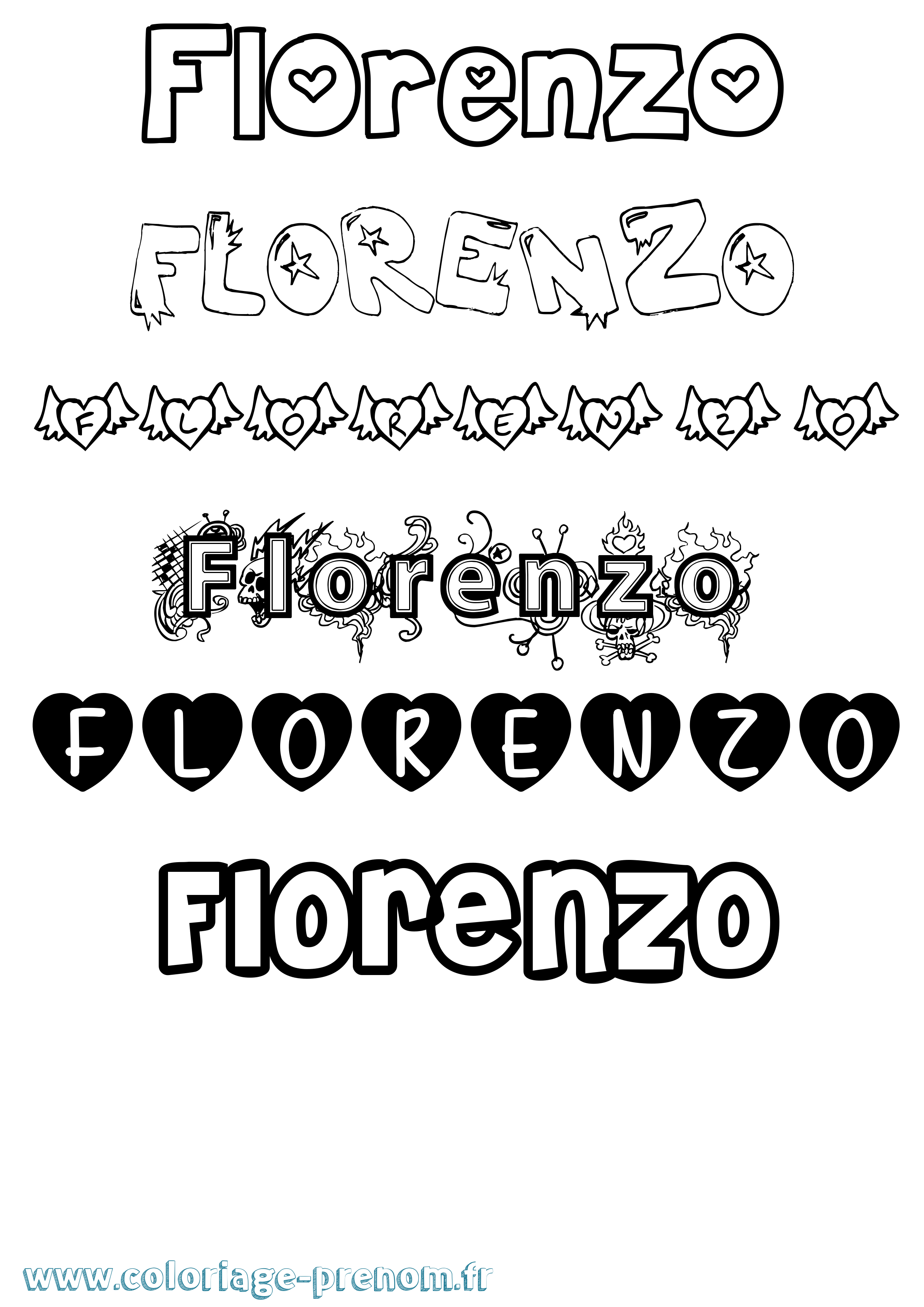 Coloriage prénom Florenzo Girly