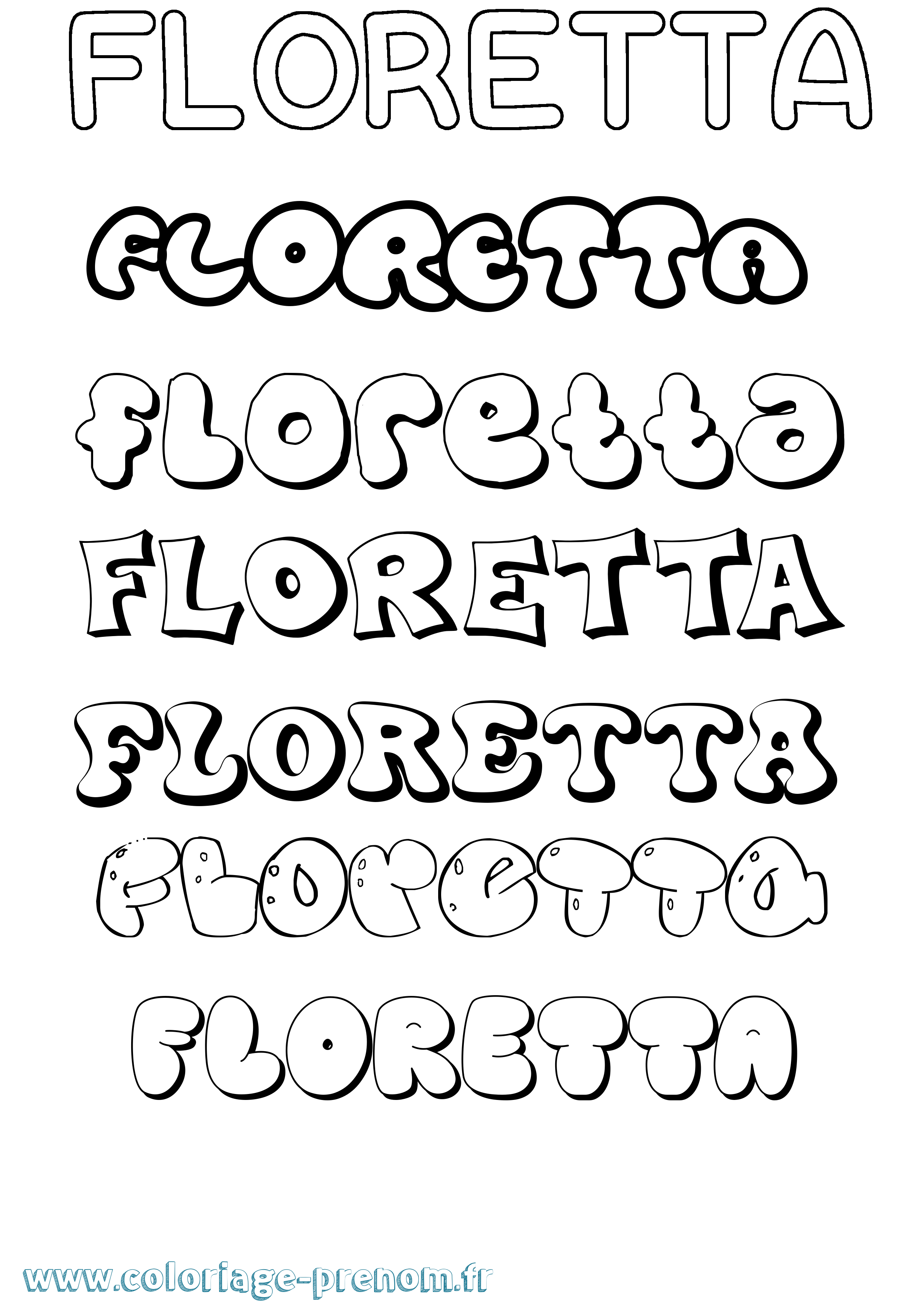 Coloriage prénom Floretta Bubble