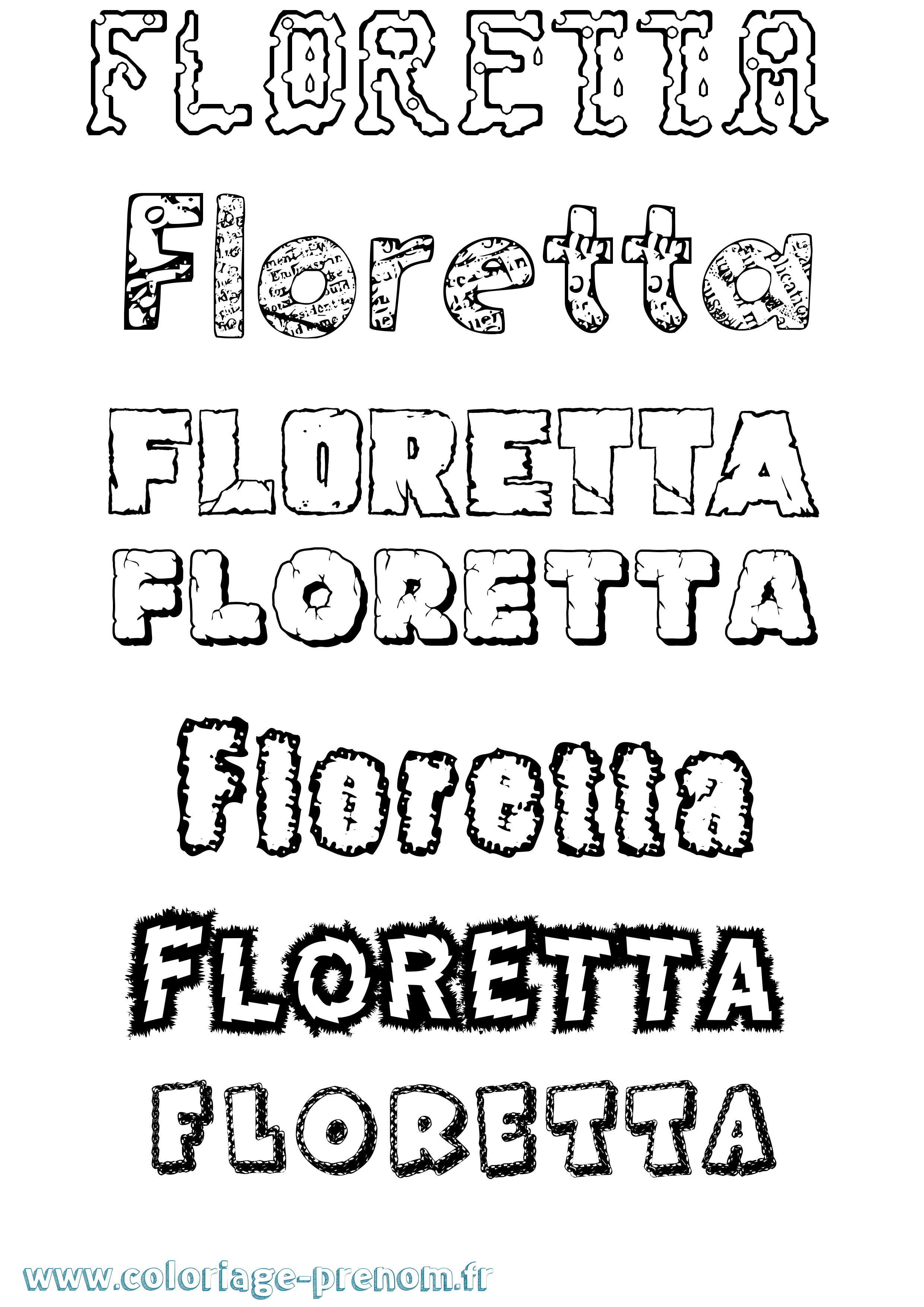 Coloriage prénom Floretta Destructuré