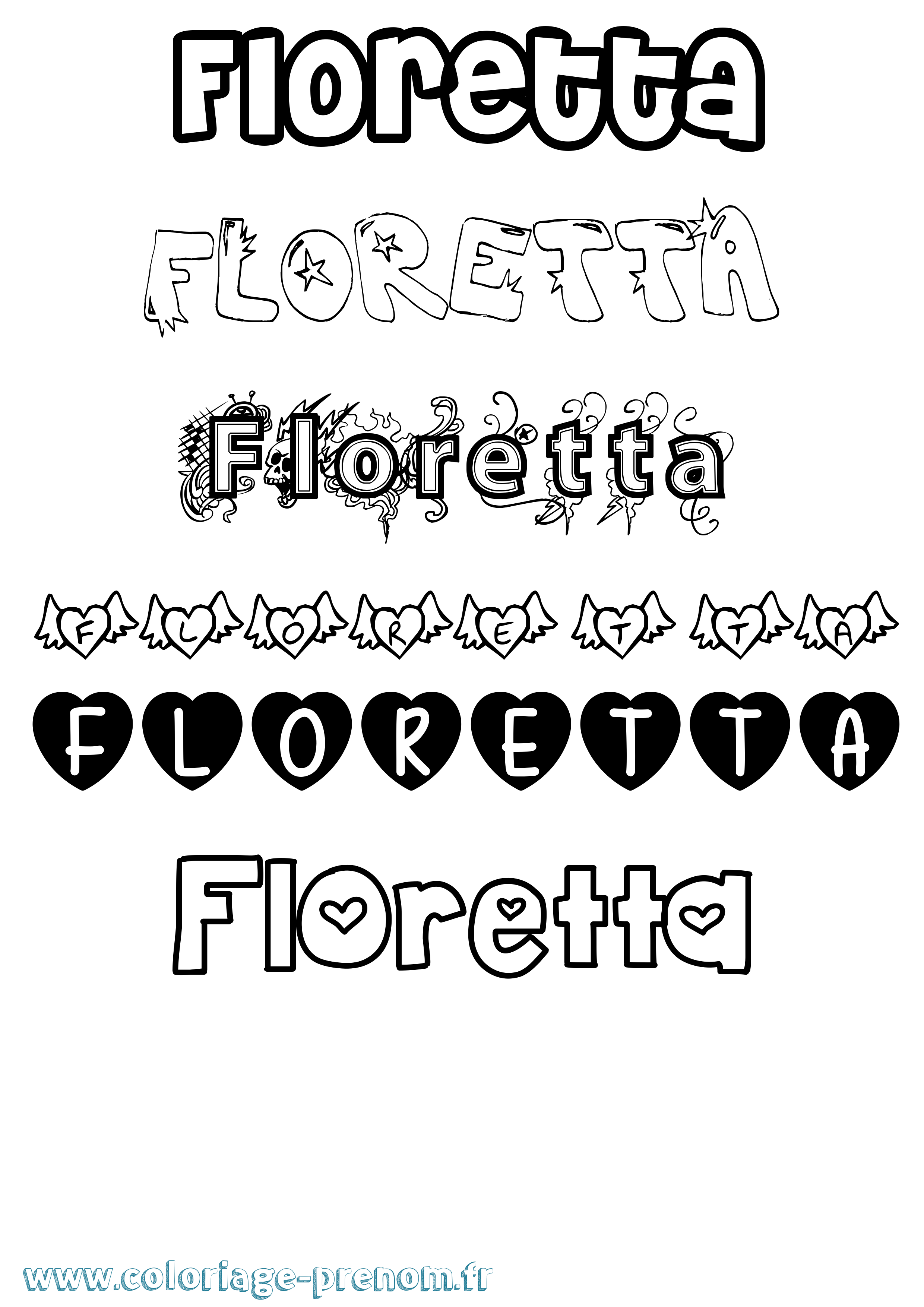 Coloriage prénom Floretta Girly