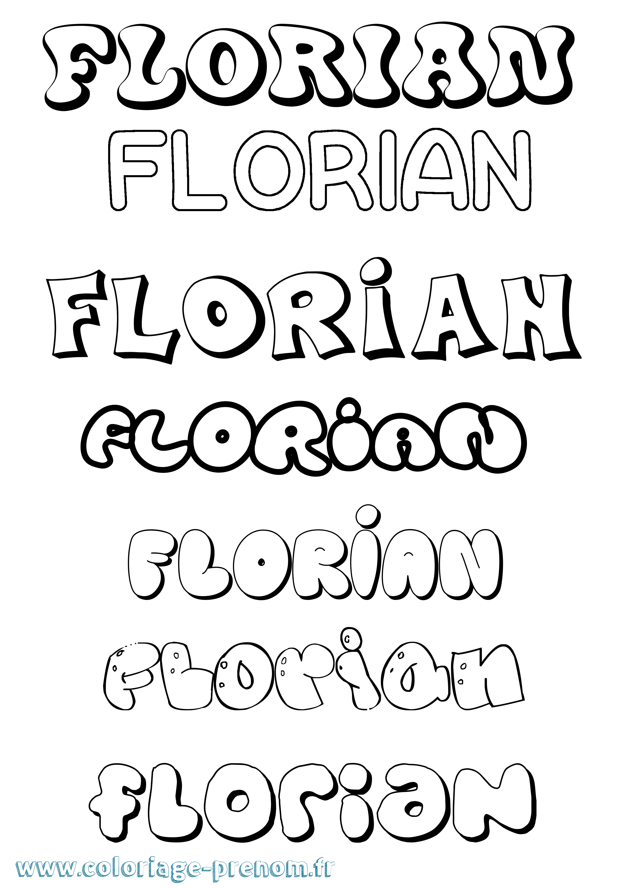 Coloriage Florian Bubble Coloriage prénom Florian Bubble