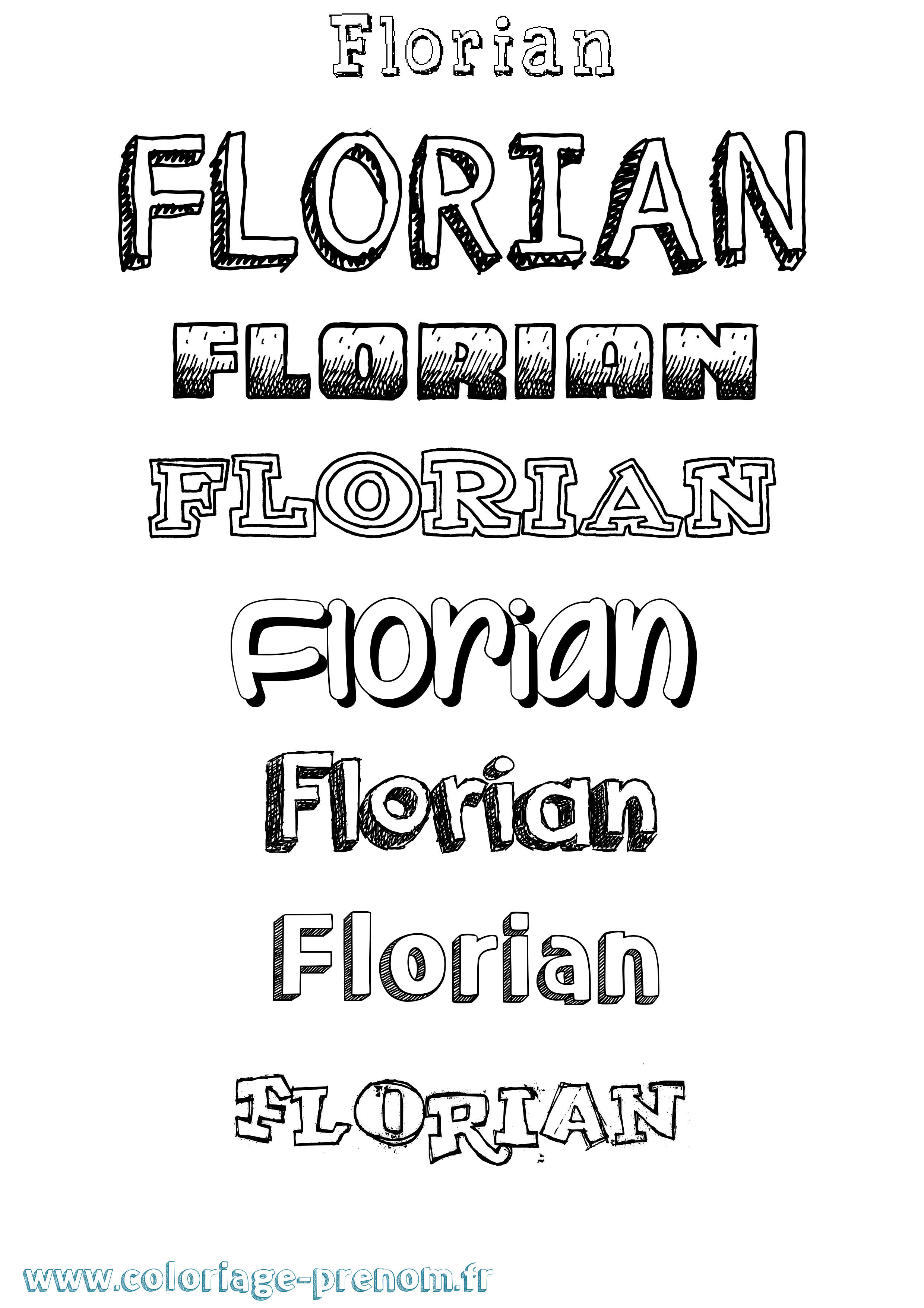 Coloriage Florian Dessiné Coloriage prénom Florian Dessiné
