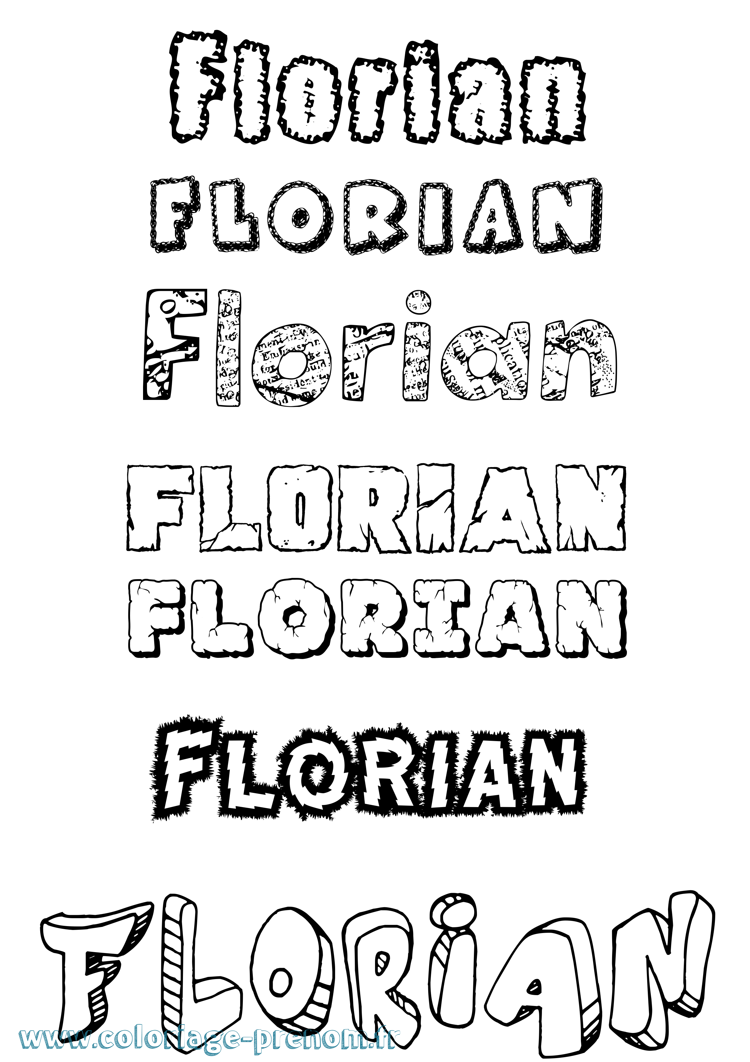 Coloriage prénom Florian Destructuré