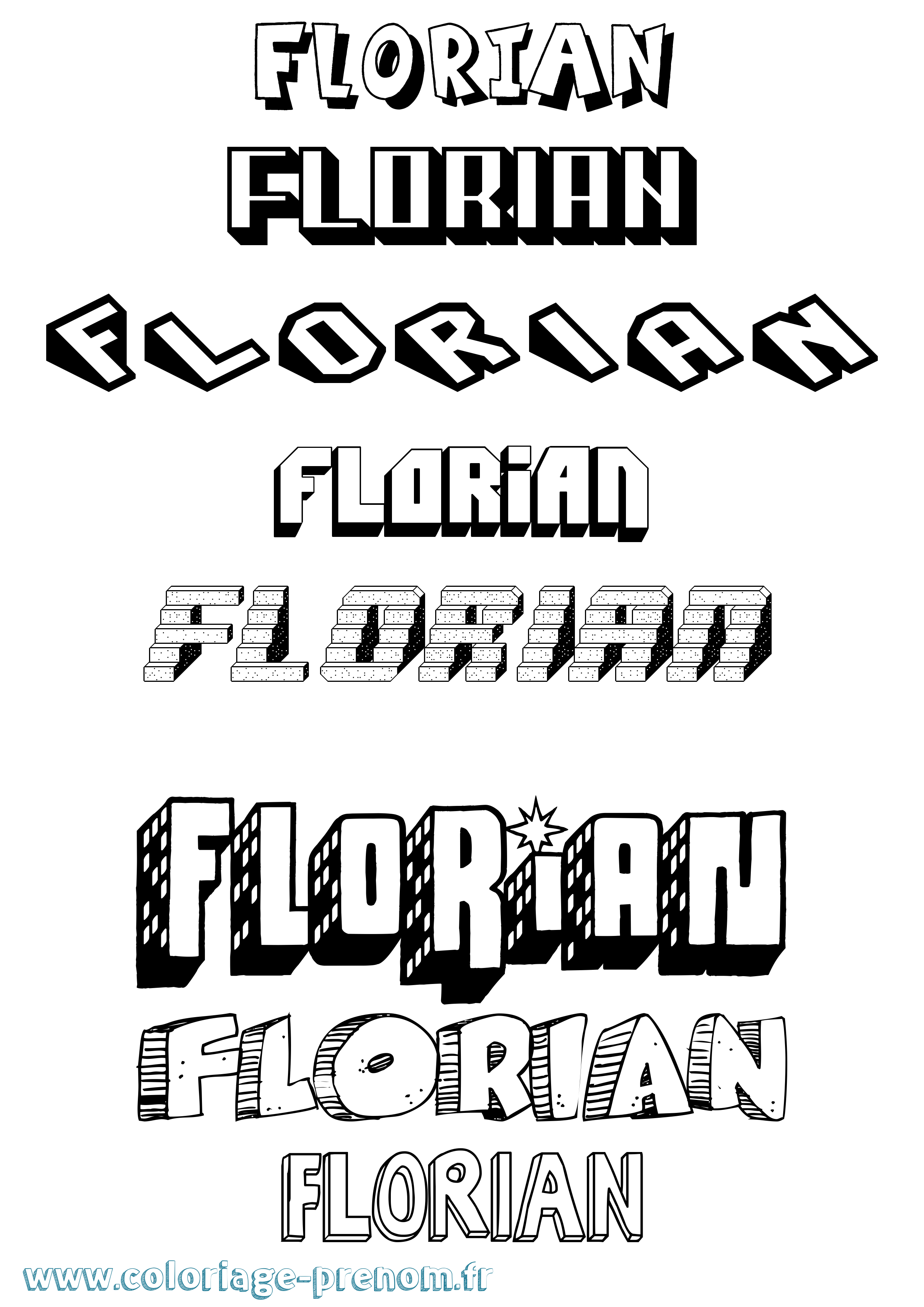 Coloriage Florian Effet 3D Coloriage prénom Florian Effet 3D