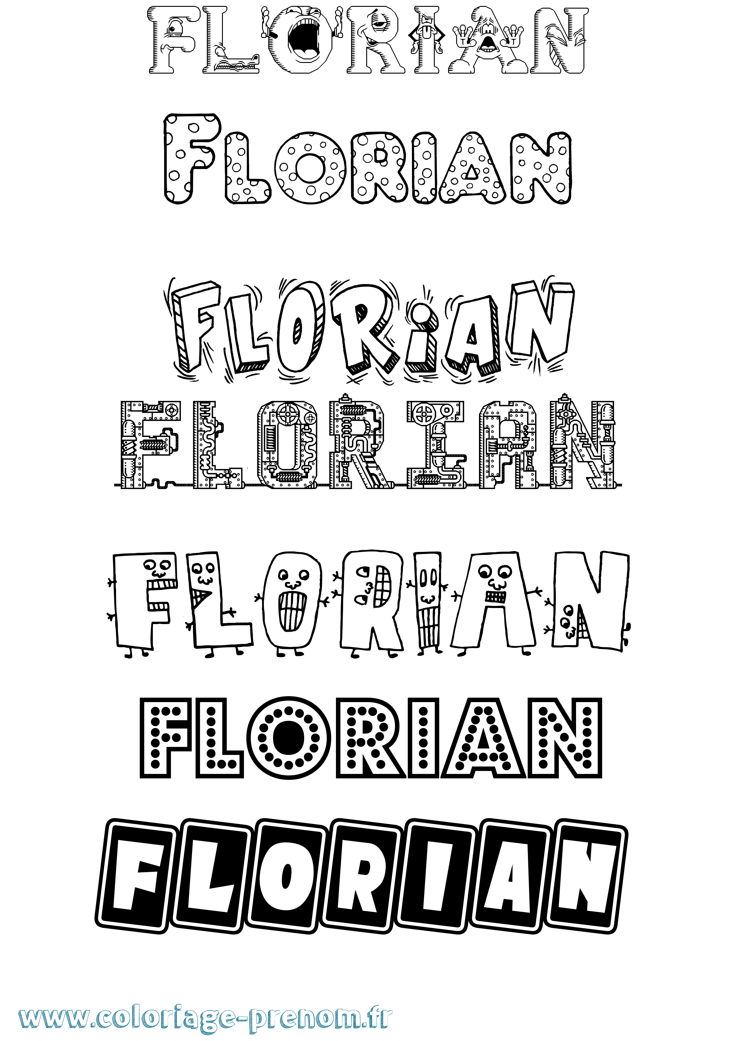 Coloriage prénom Florian Fun