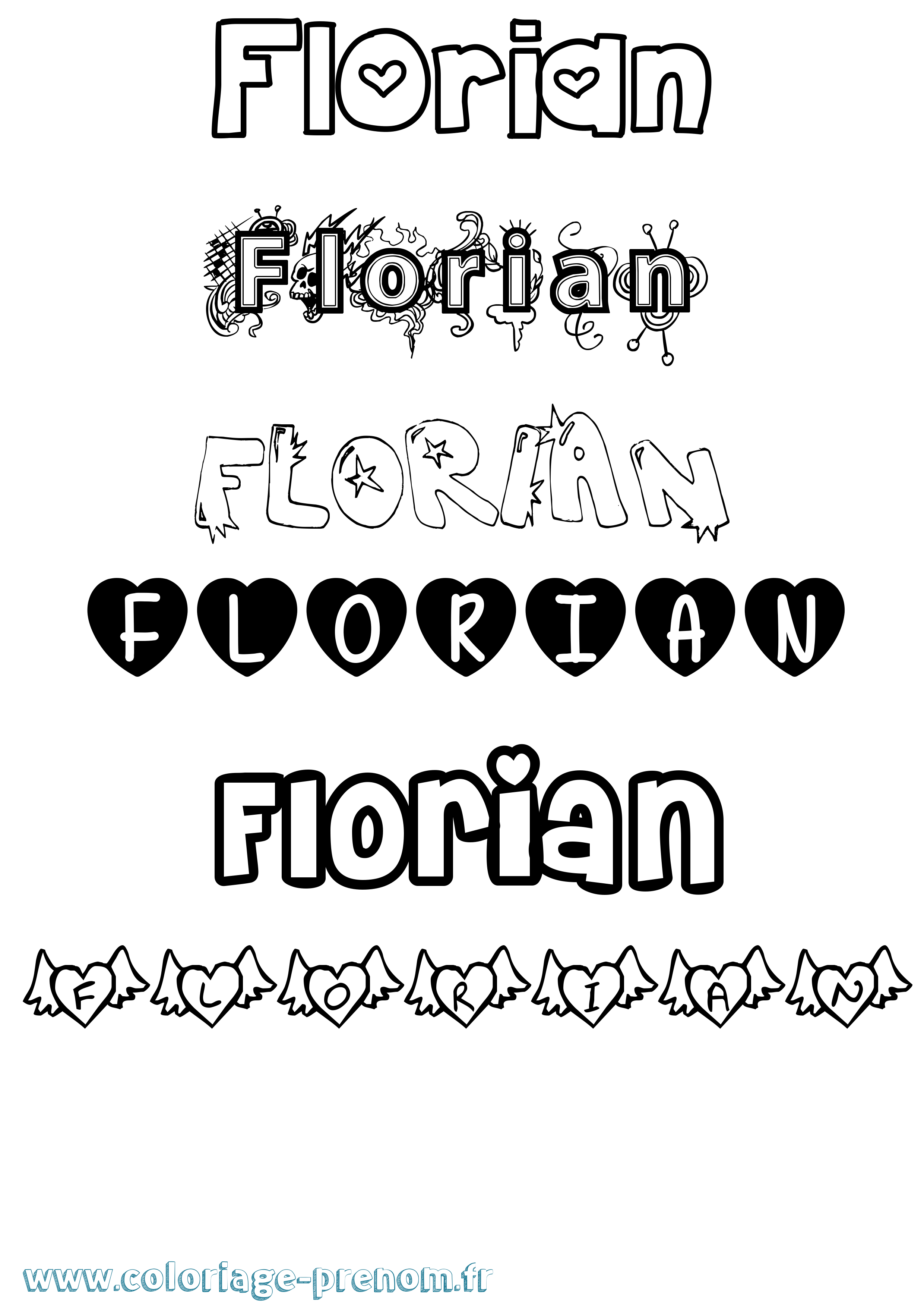 Coloriage Florian Girly Coloriage prénom Florian Girly