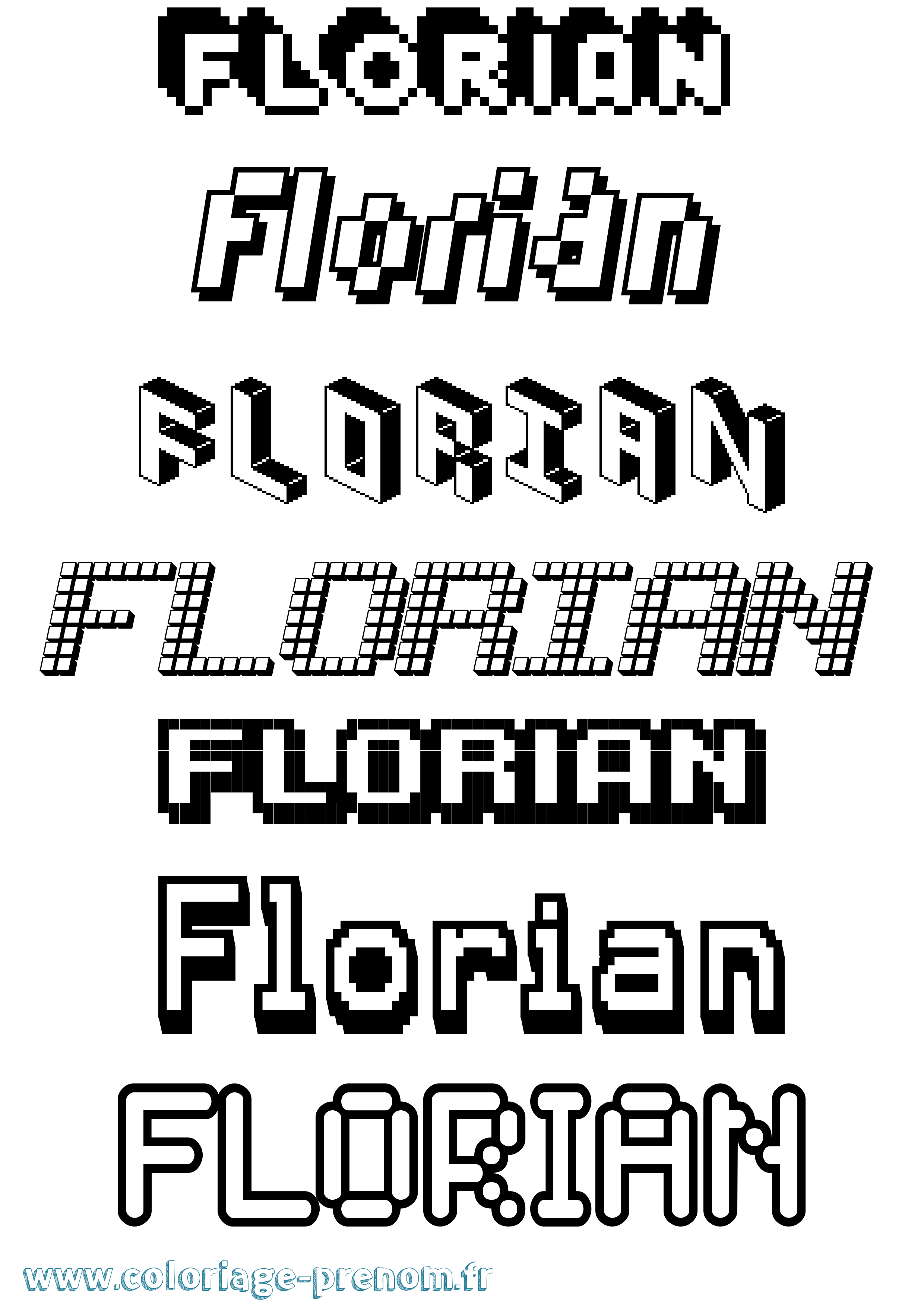 Coloriage prénom Florian Pixel