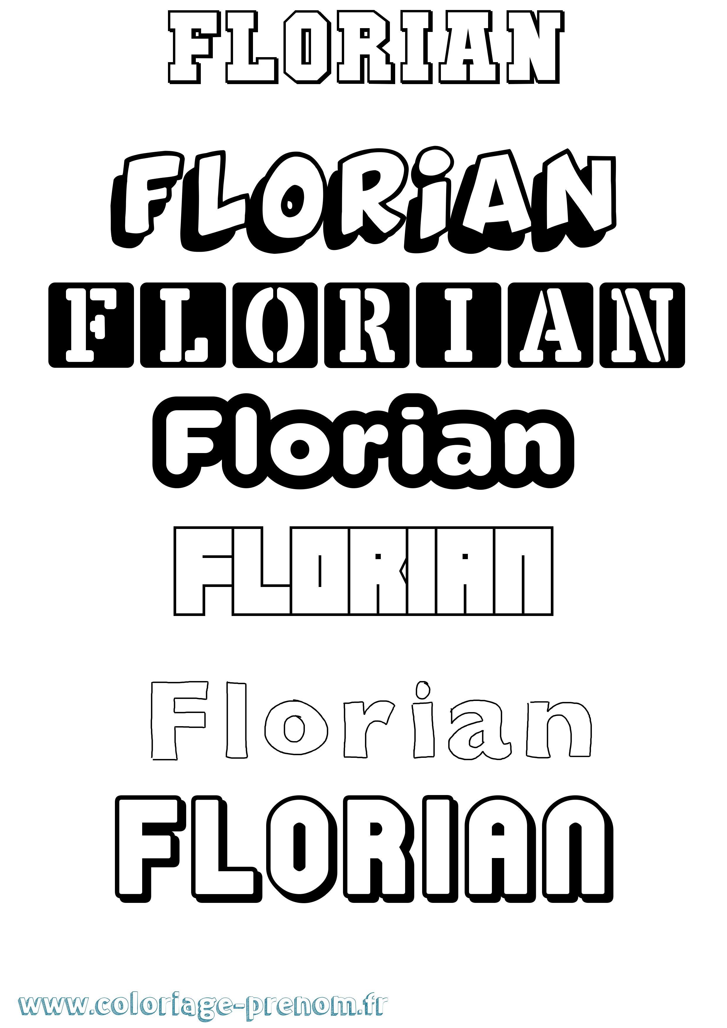 Coloriage Florian Simple Coloriage prénom Florian Simple