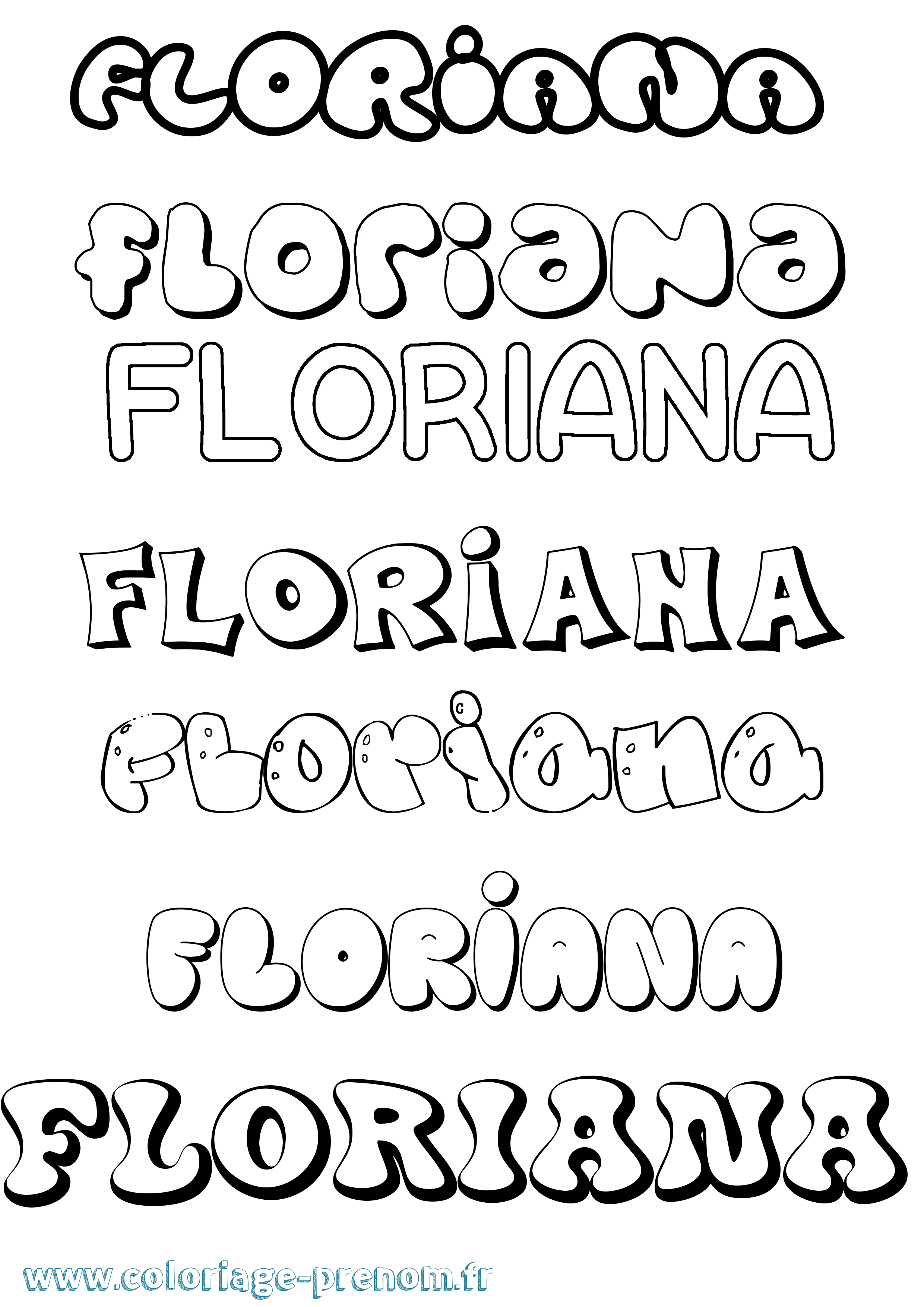 Coloriage Floriana Bubble Coloriage prénom Floriana Bubble