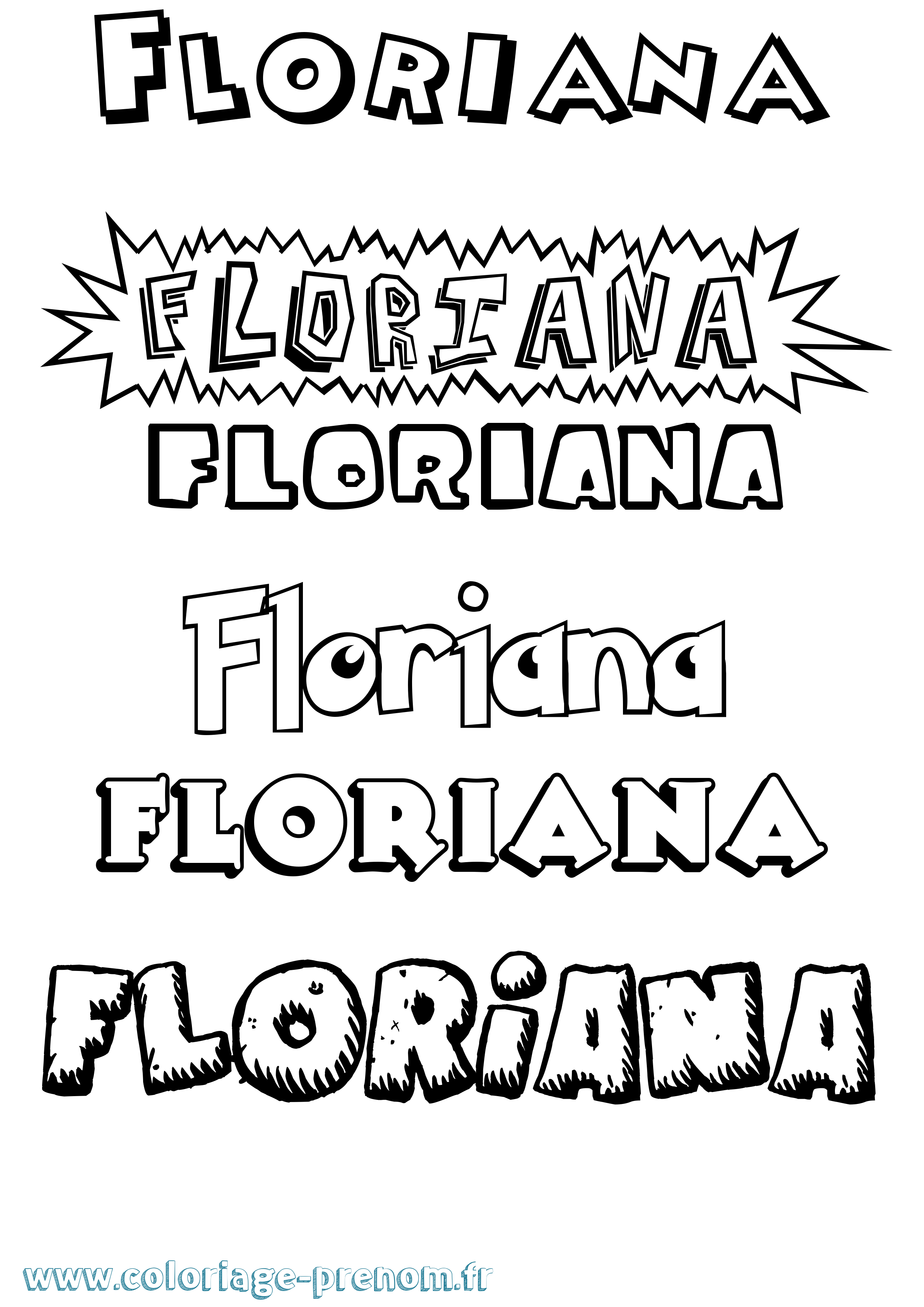 Coloriage Floriana Dessin Animé Coloriage prénom Floriana Dessin Animé