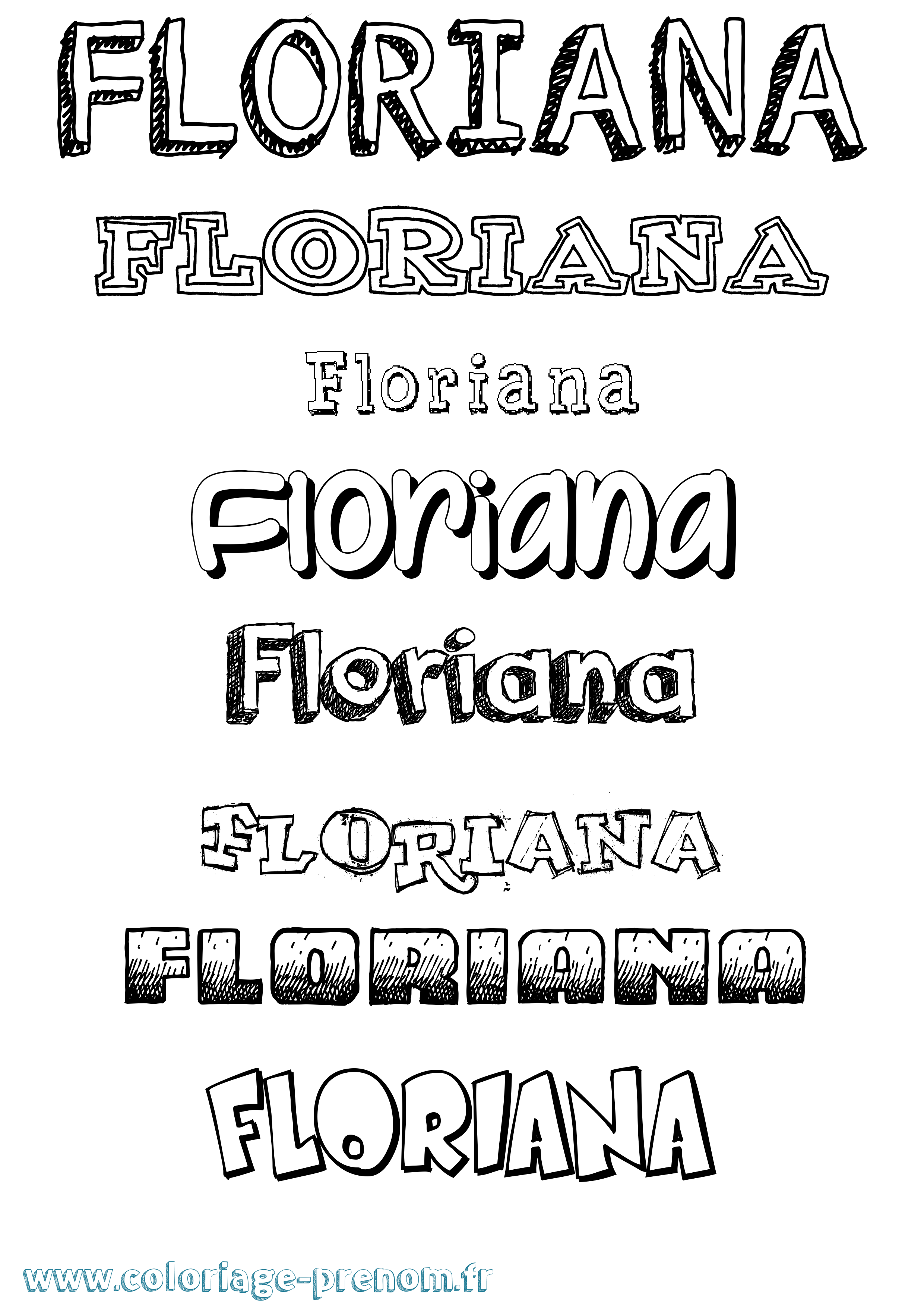 Coloriage Floriana Dessiné Coloriage prénom Floriana Dessiné