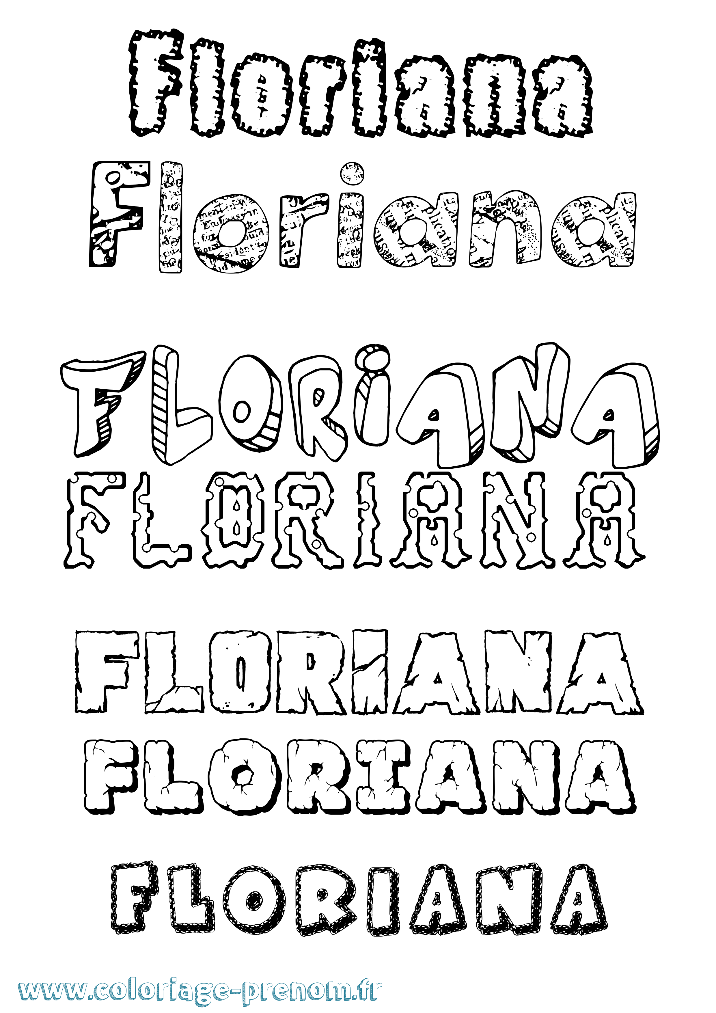 Coloriage Floriana Destructuré Coloriage prénom Floriana Destructuré