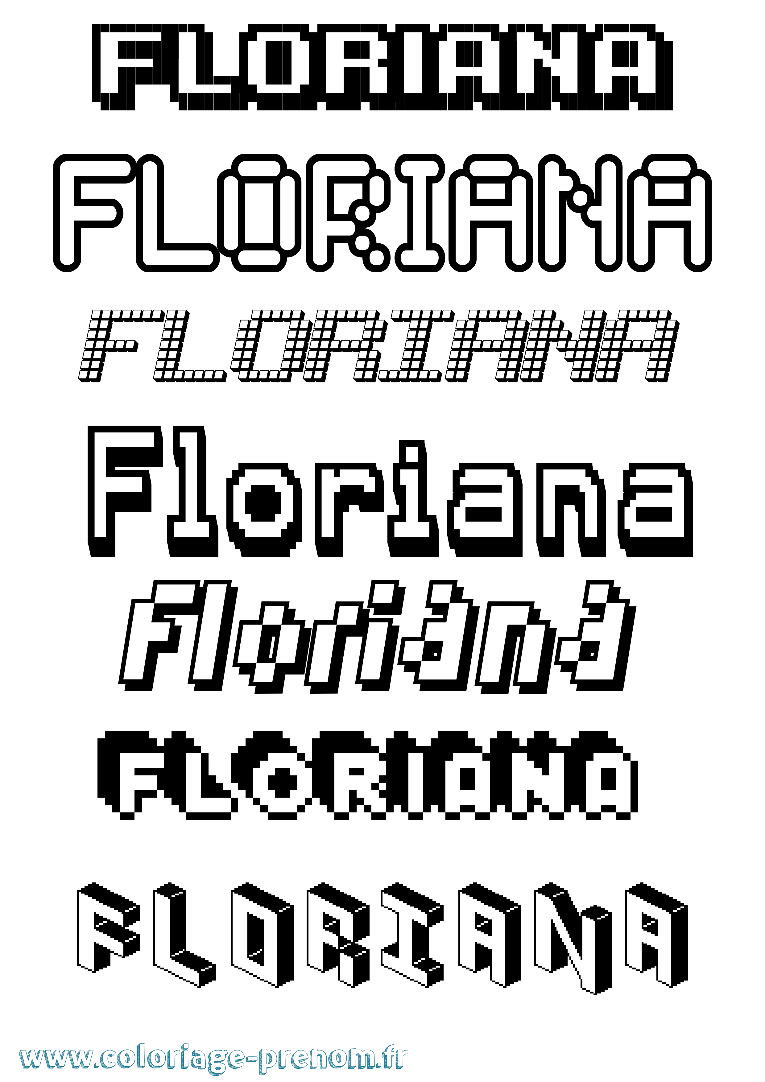 Coloriage Floriana Pixel Coloriage prénom Floriana Pixel