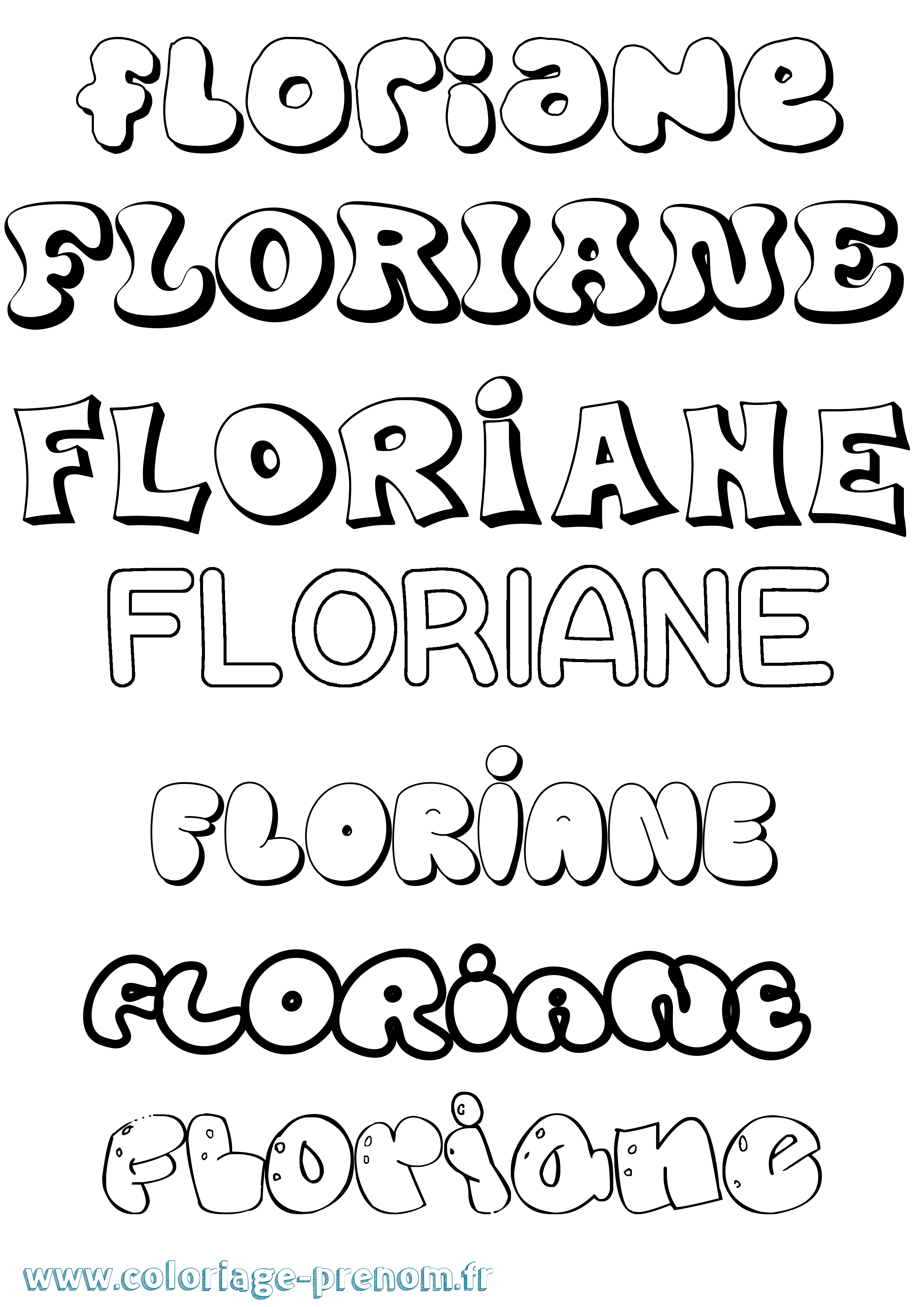 Coloriage Floriane Bubble Coloriage prénom Floriane Bubble