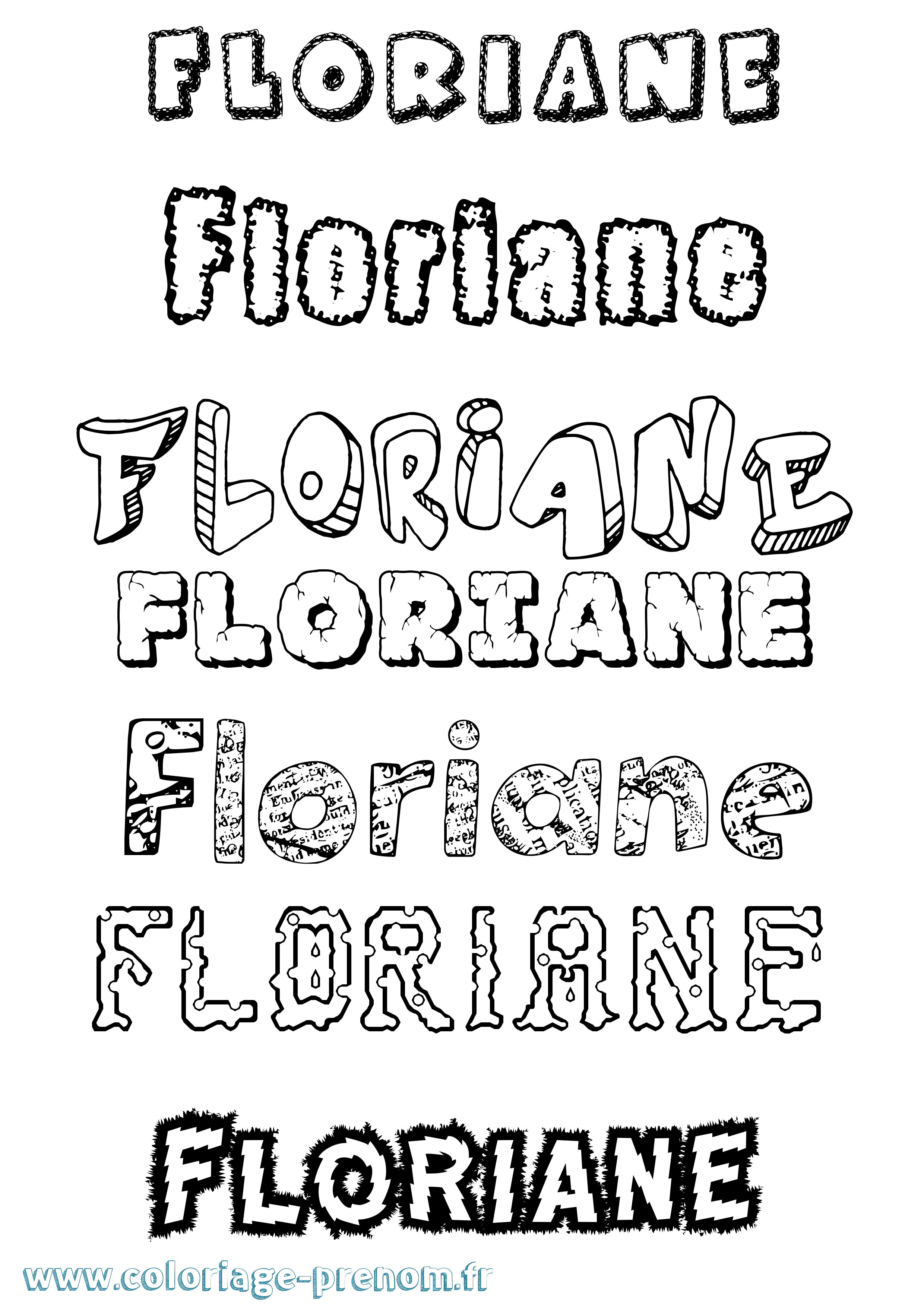 Coloriage Floriane Destructuré Coloriage prénom Floriane Destructuré