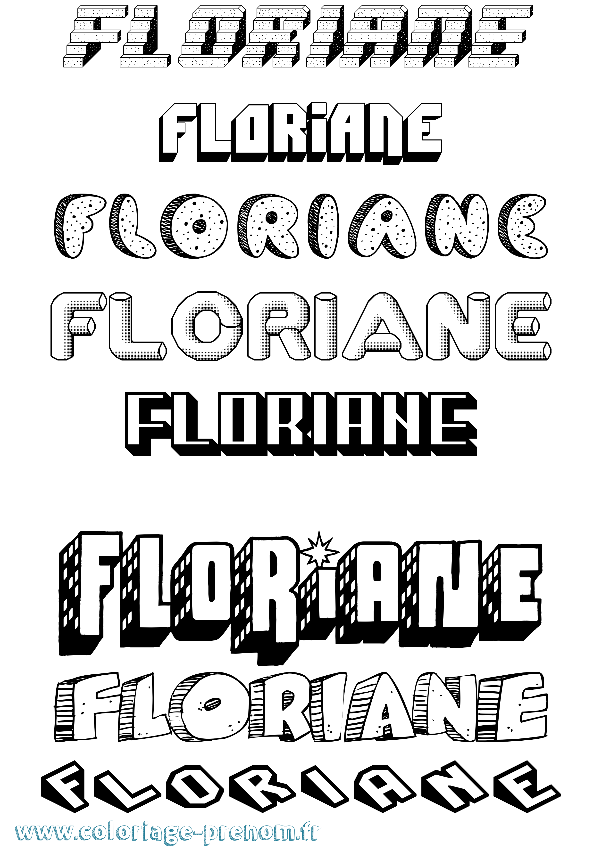 Coloriage Floriane Effet 3D Coloriage prénom Floriane Effet 3D