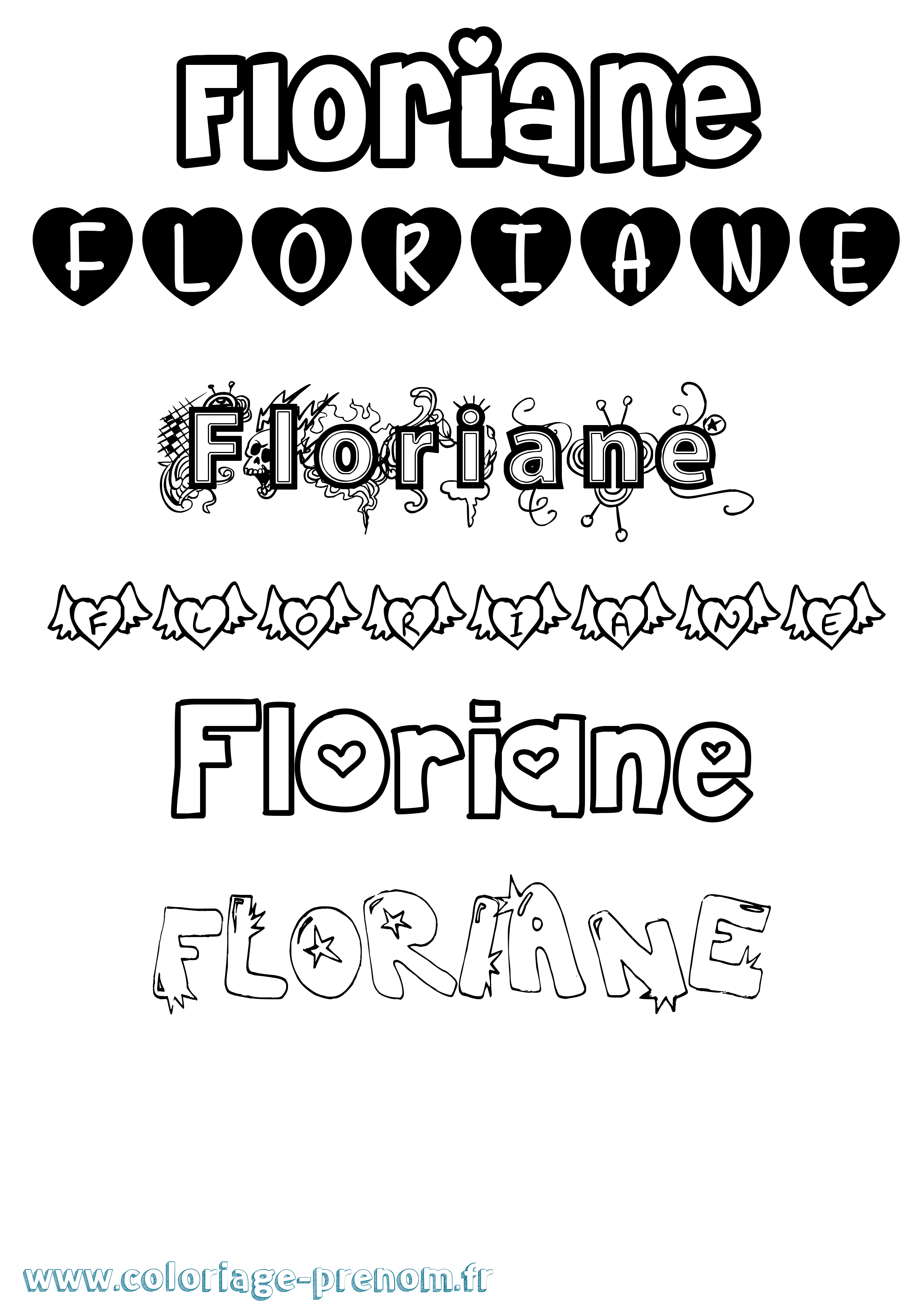 Coloriage Floriane Girly Coloriage prénom Floriane Girly