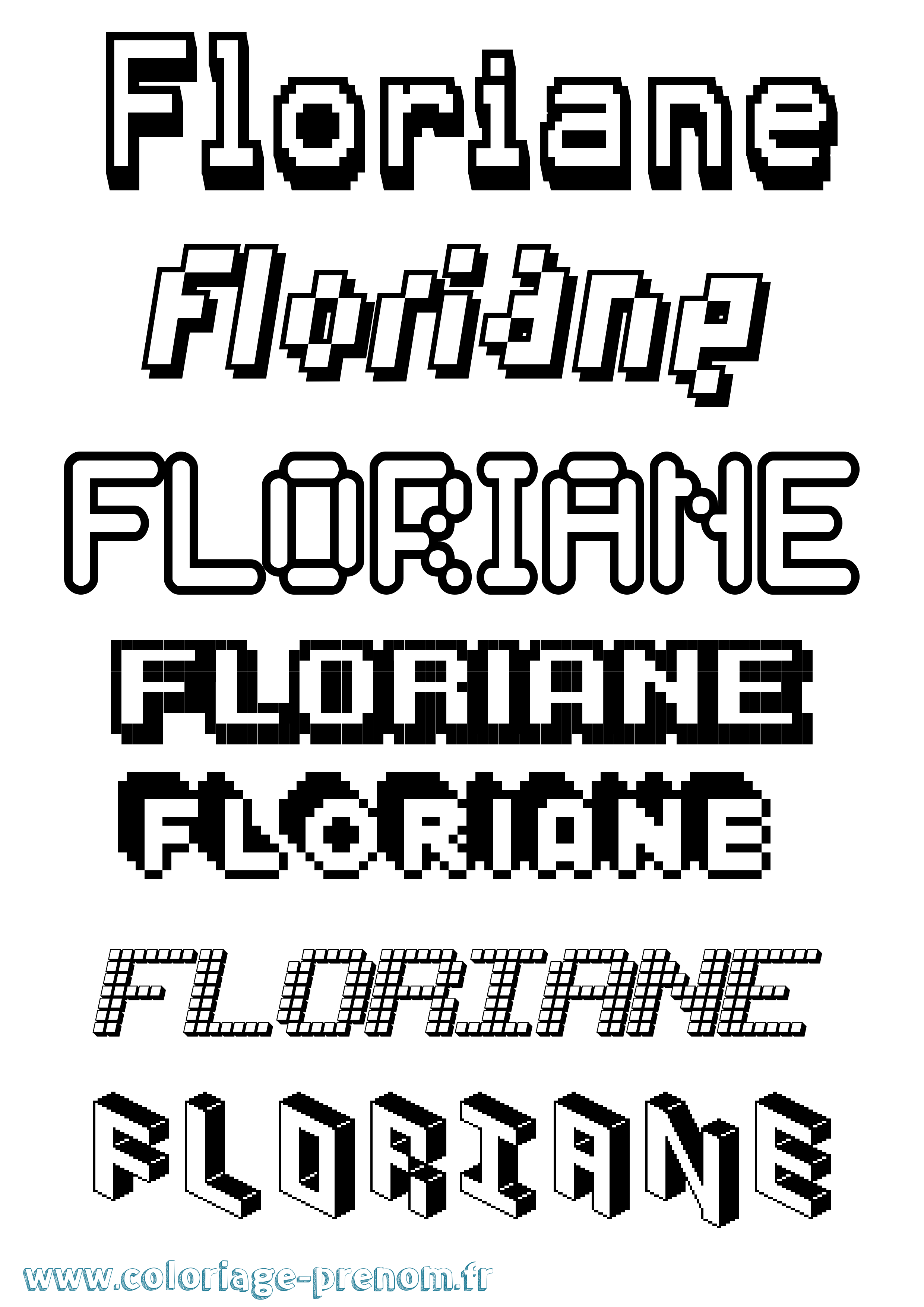 Coloriage Floriane Pixel Coloriage prénom Floriane Pixel