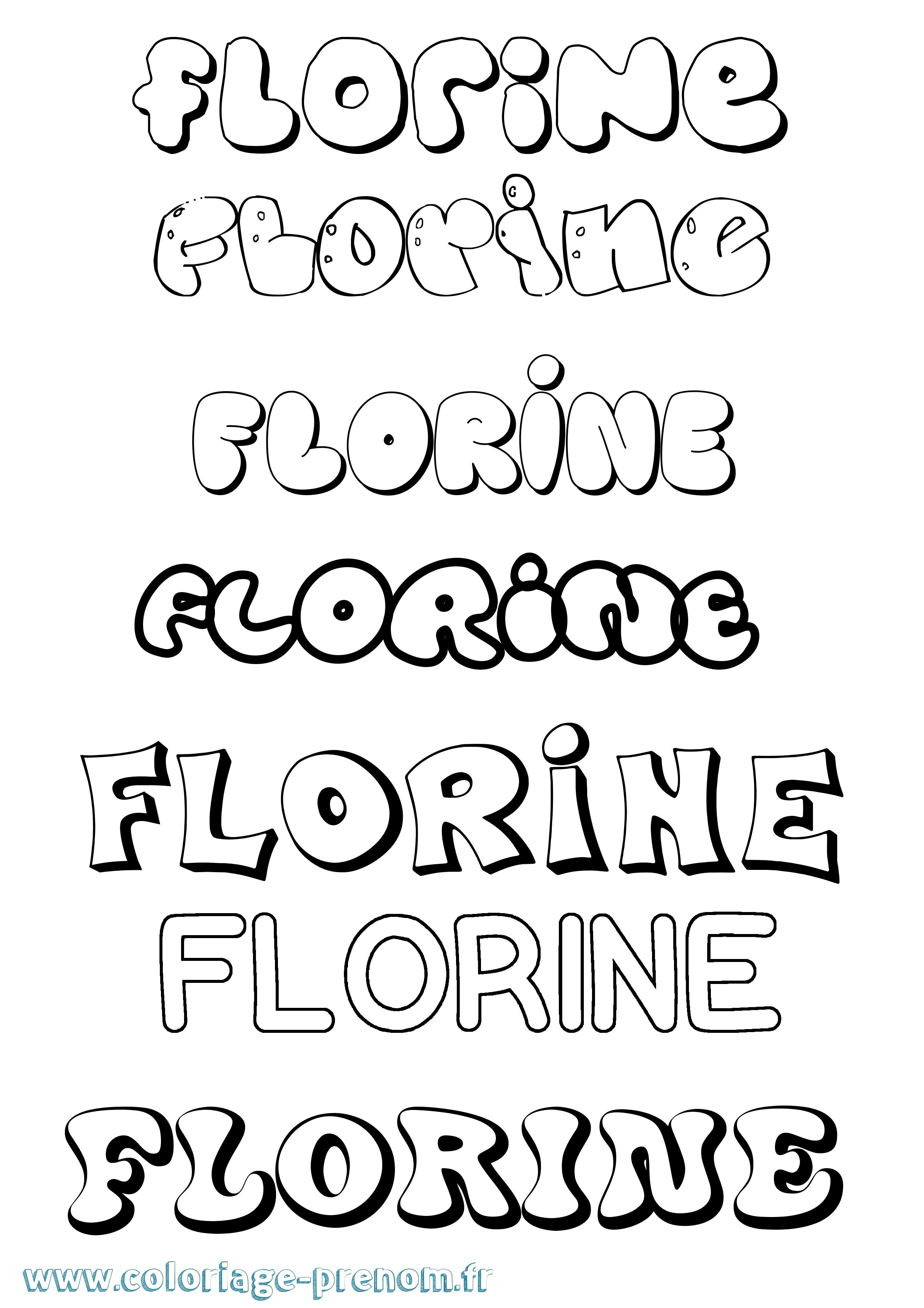 Coloriage prénom Florine Bubble