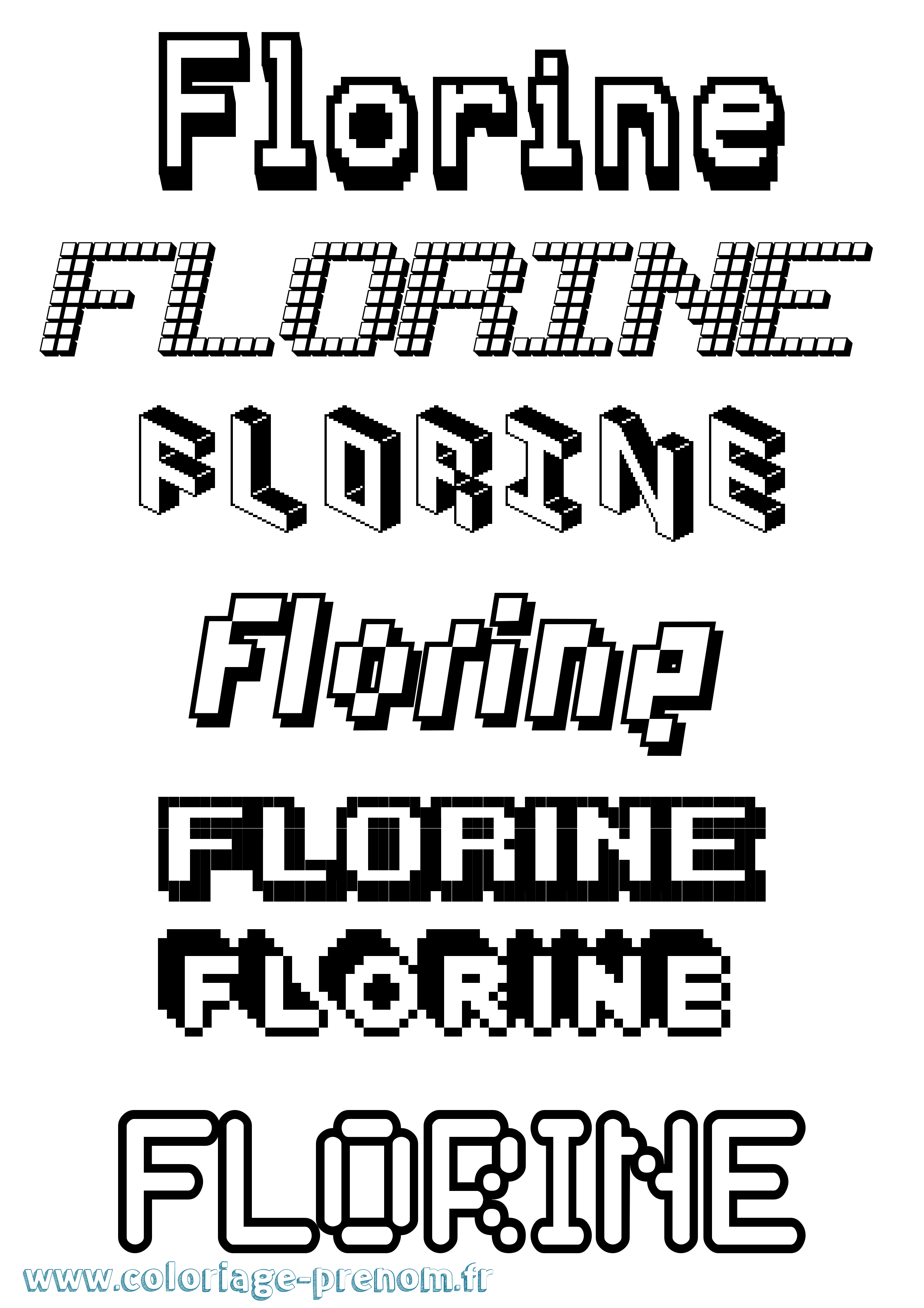 Coloriage prénom Florine Pixel