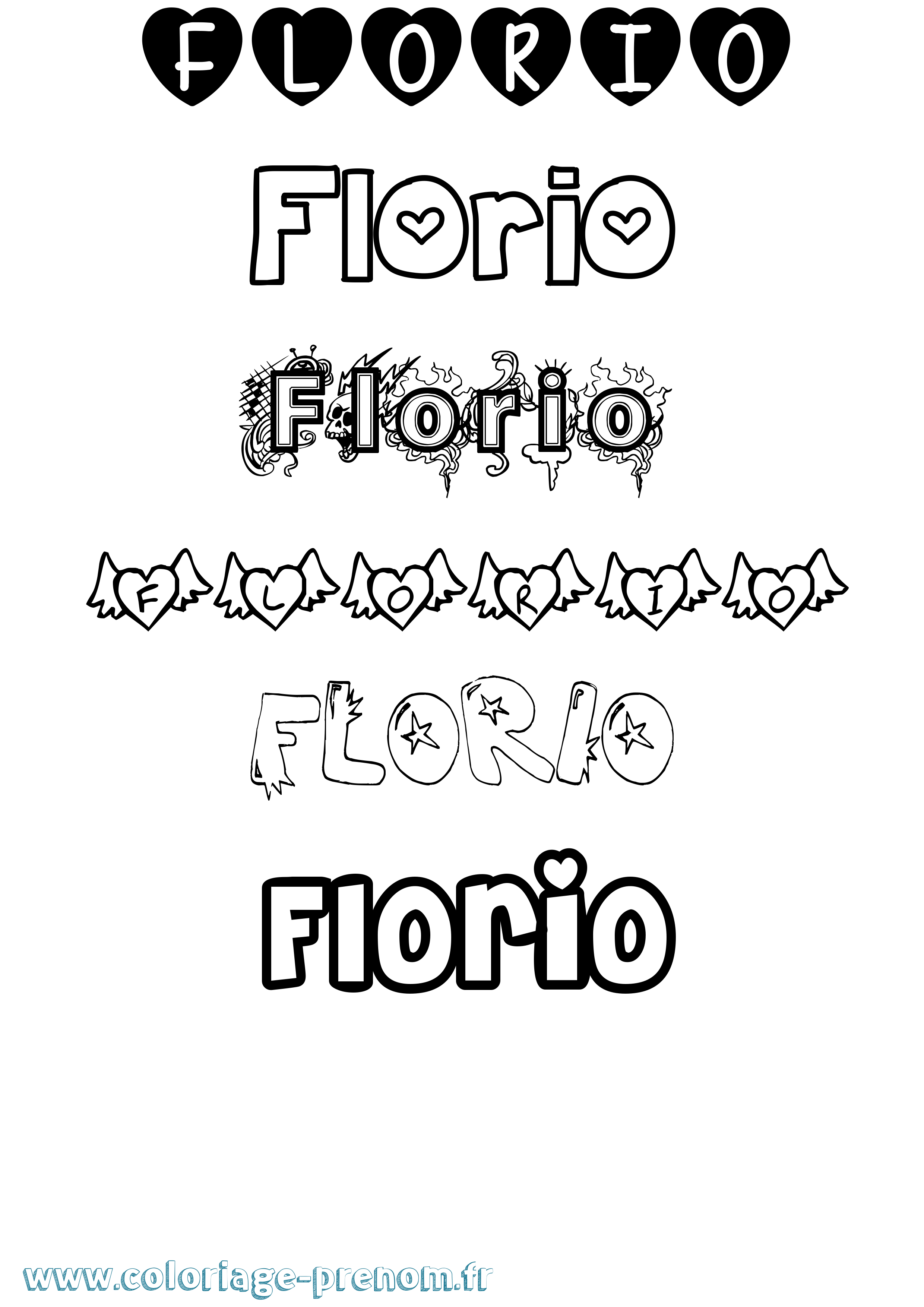 Coloriage prénom Florio Girly