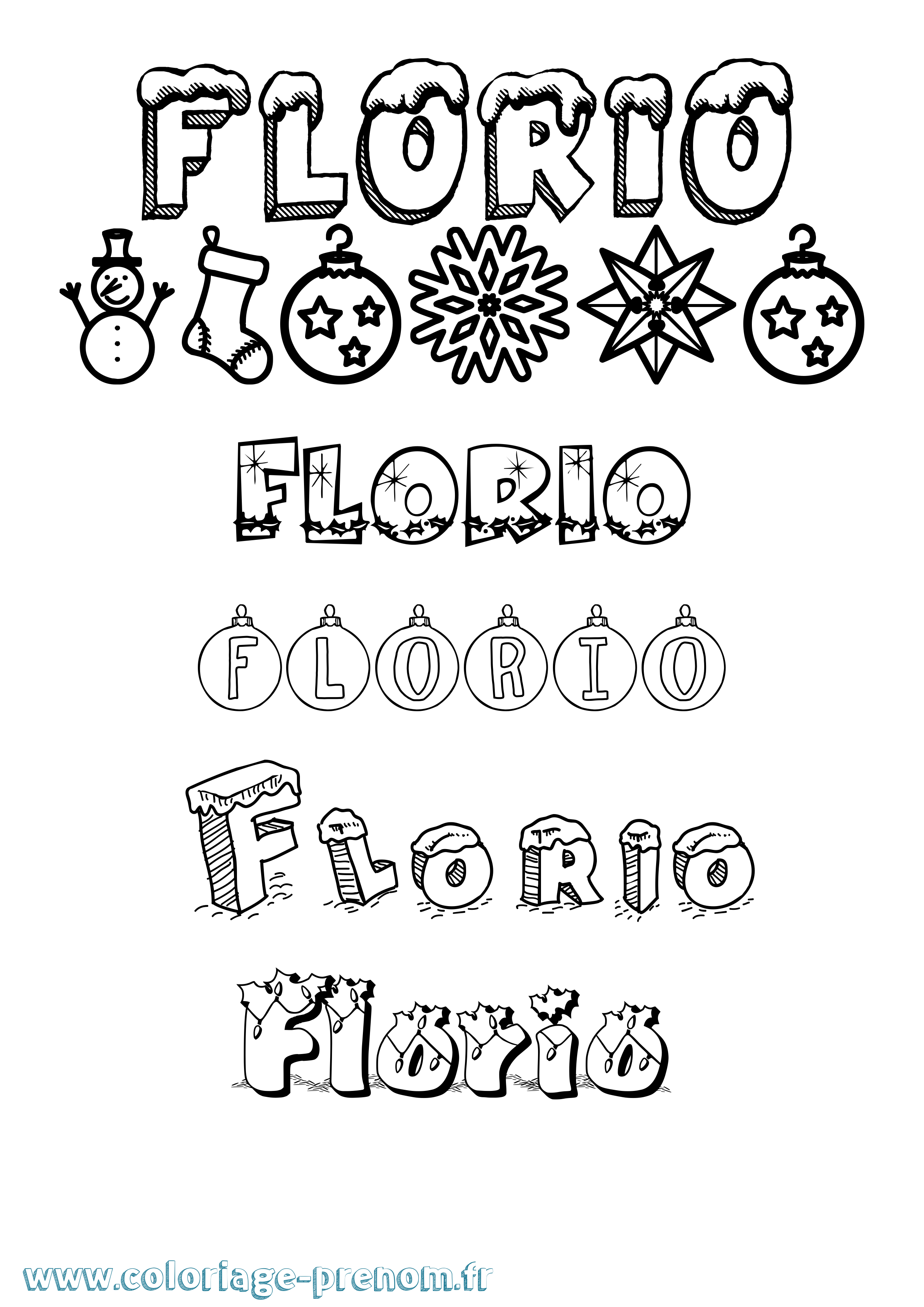 Coloriage prénom Florio Noël