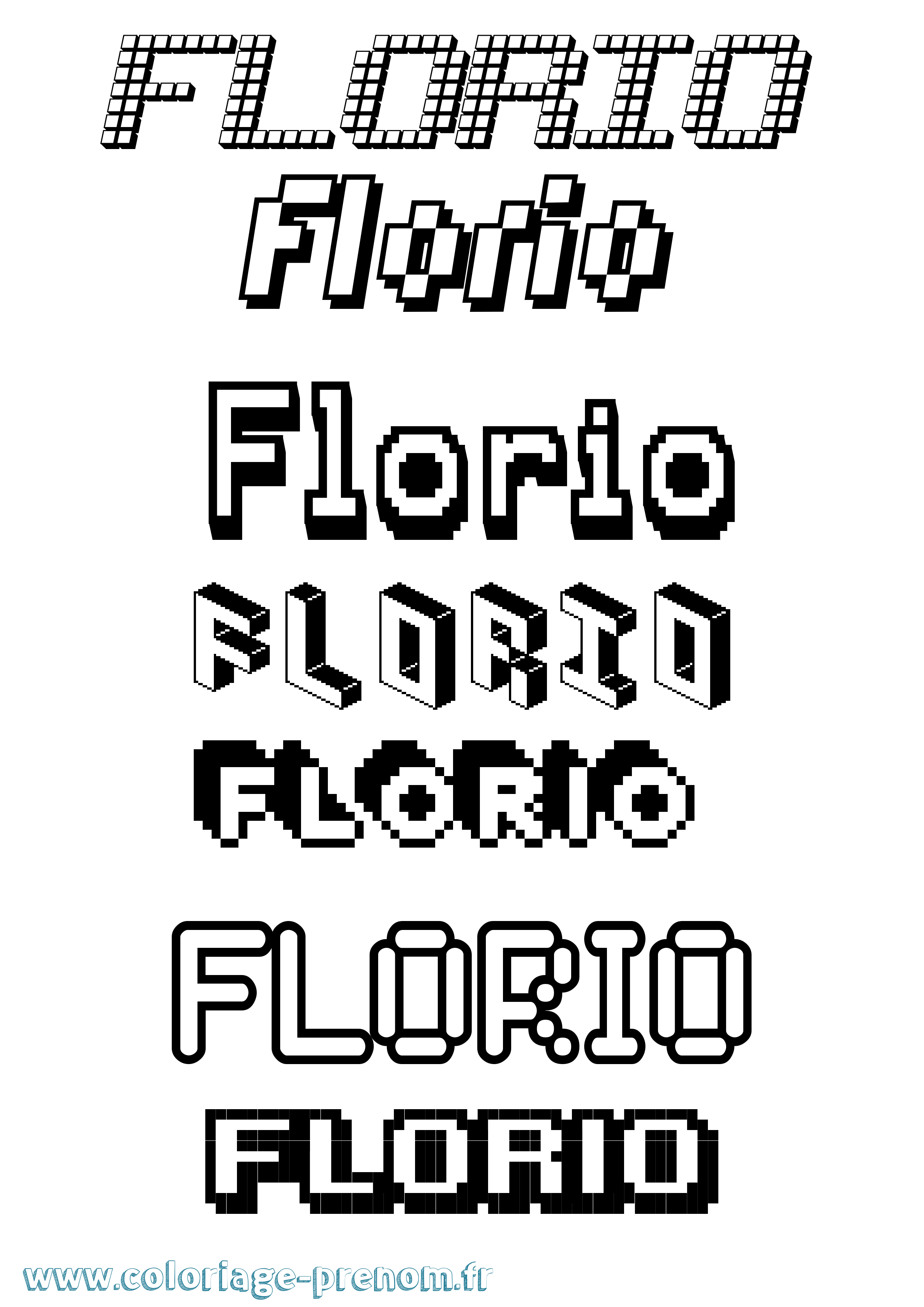 Coloriage prénom Florio Pixel