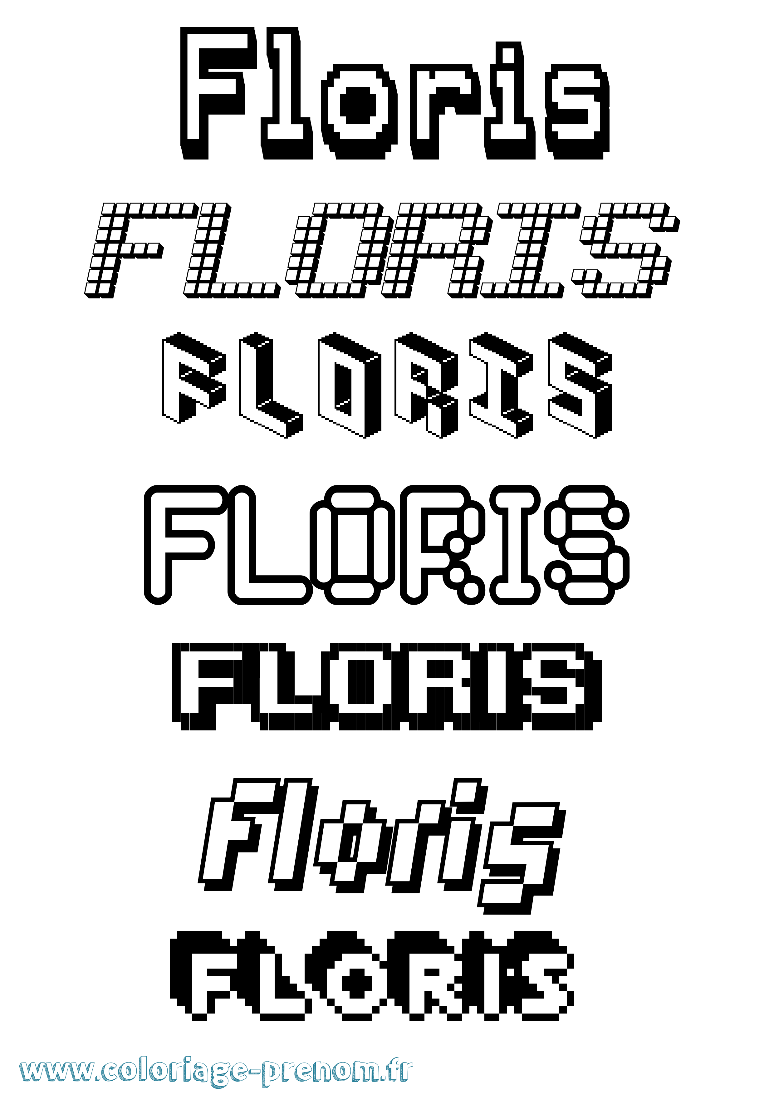Coloriage prénom Floris Pixel