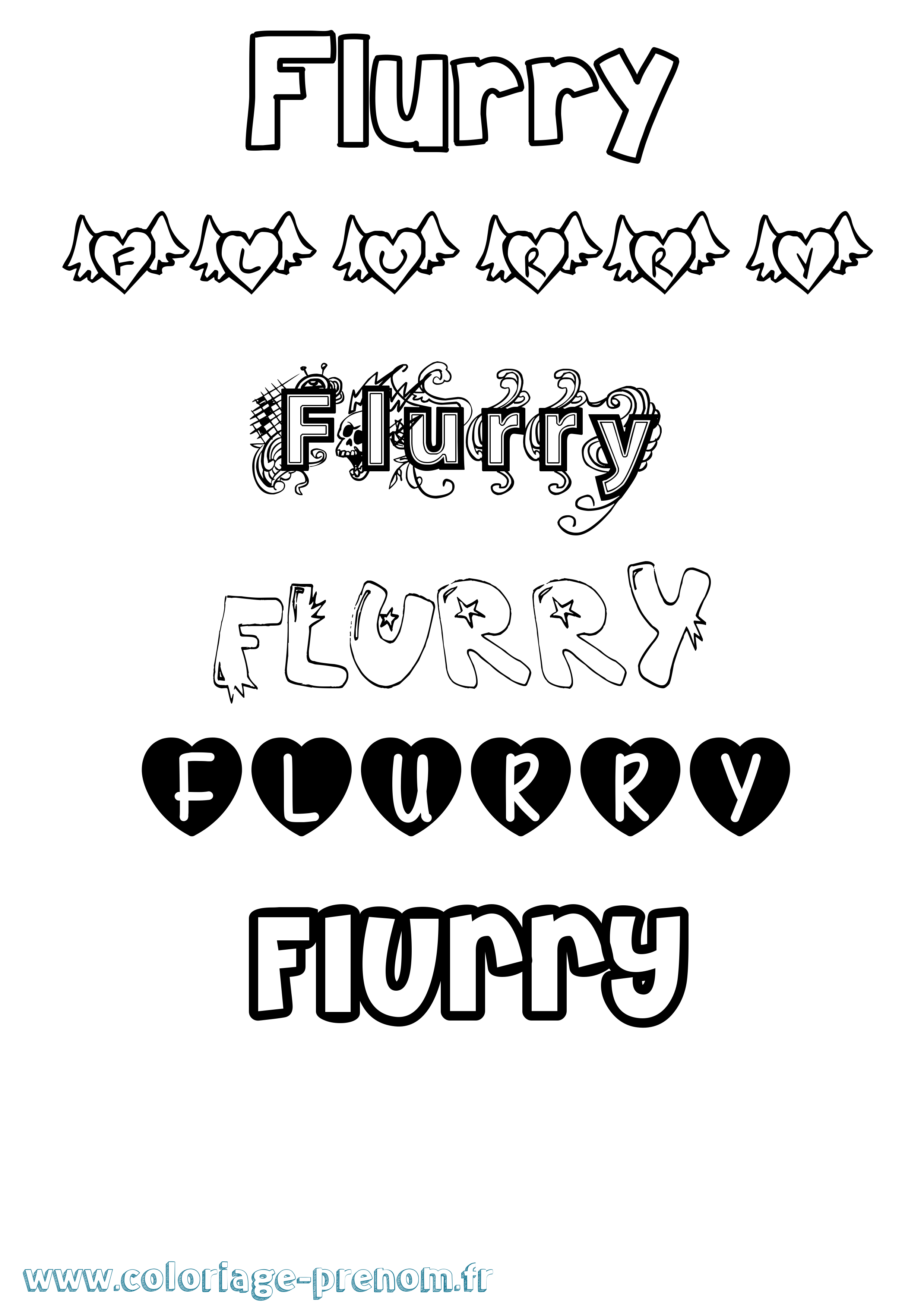 Coloriage prénom Flurry Girly