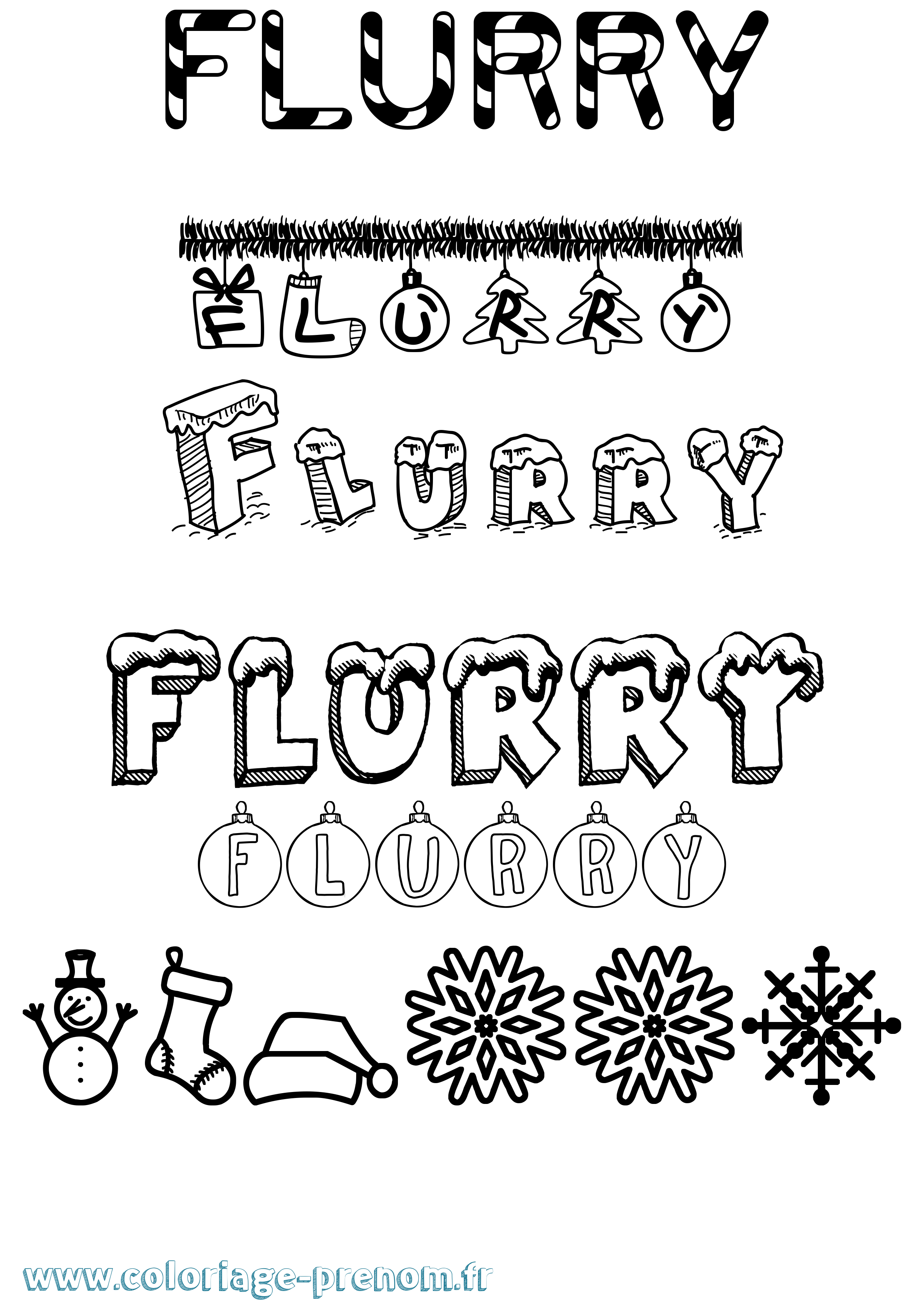 Coloriage prénom Flurry Noël