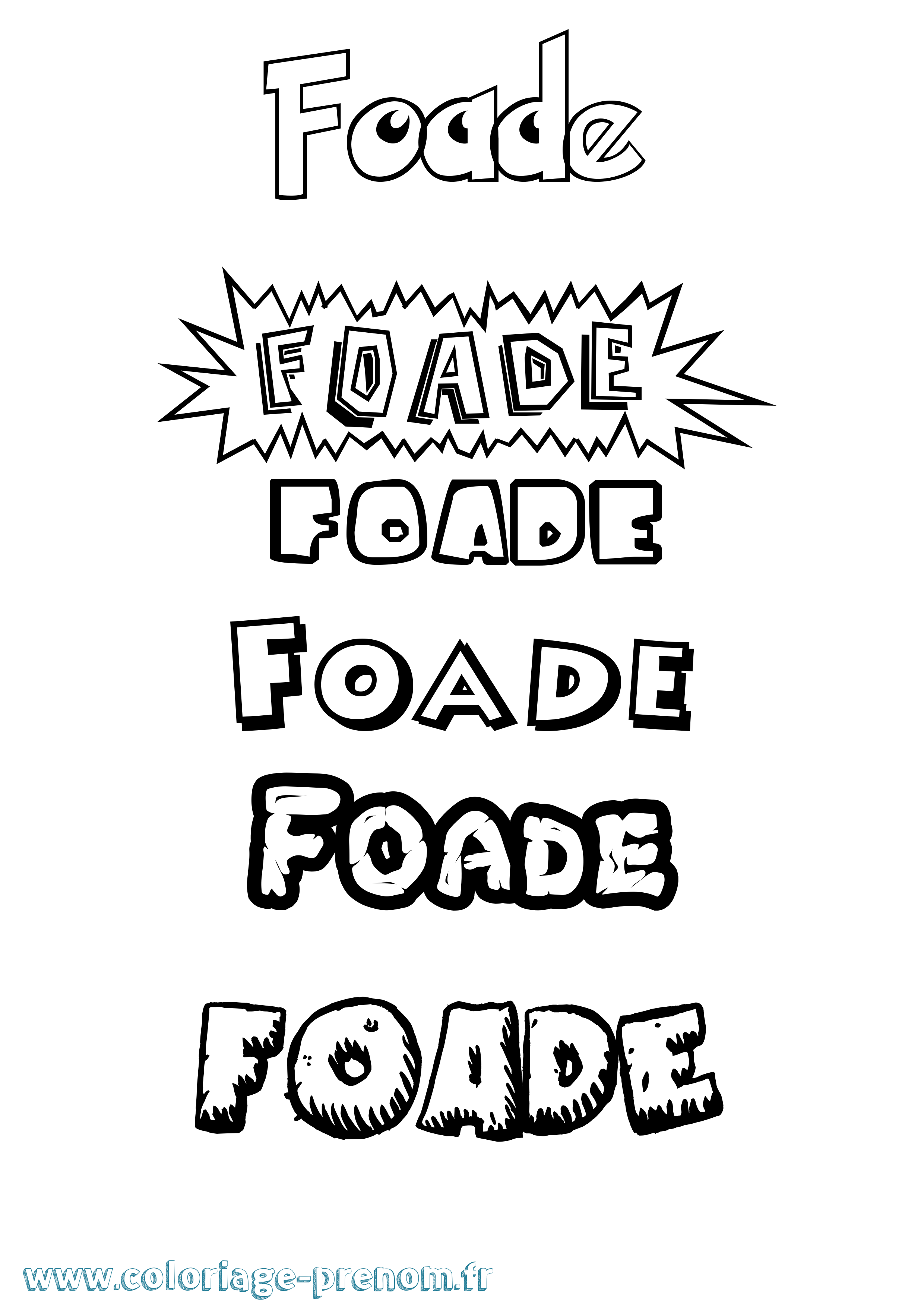 Coloriage Foade Dessin Animé Coloriage prénom Foade Dessin Animé