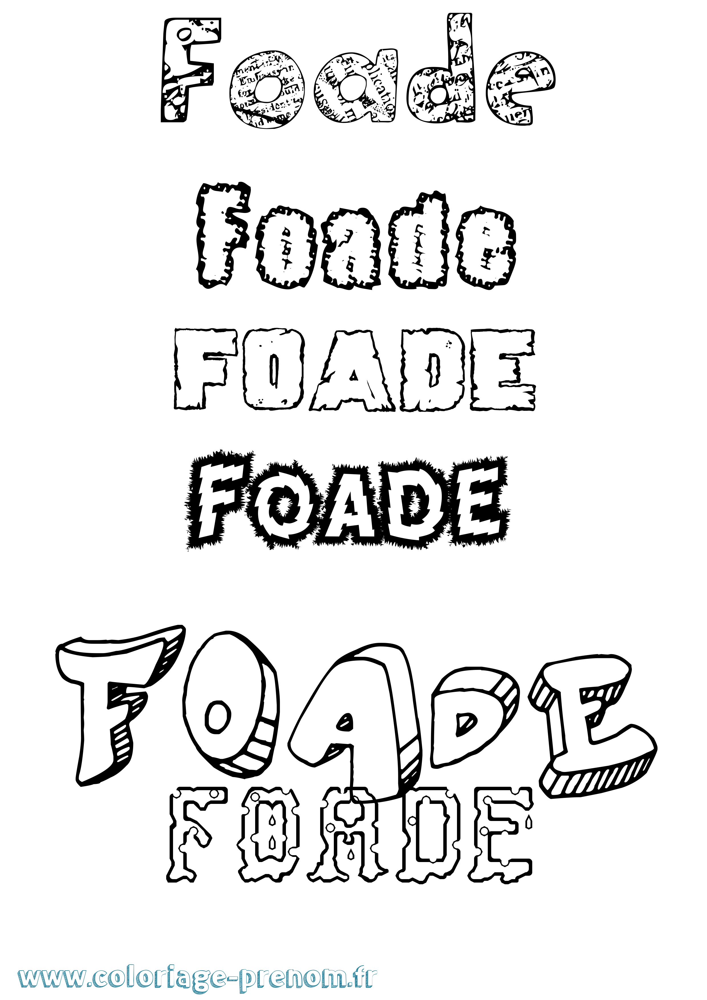 Coloriage Foade Destructuré Coloriage prénom Foade Destructuré